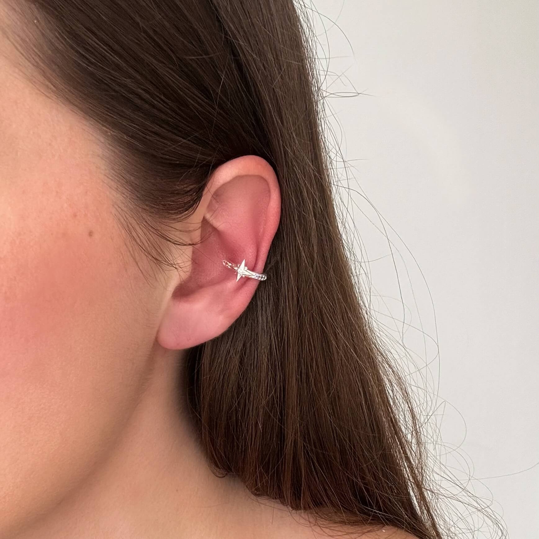 Brinco Piercing Pressão Brilho Colors Prata