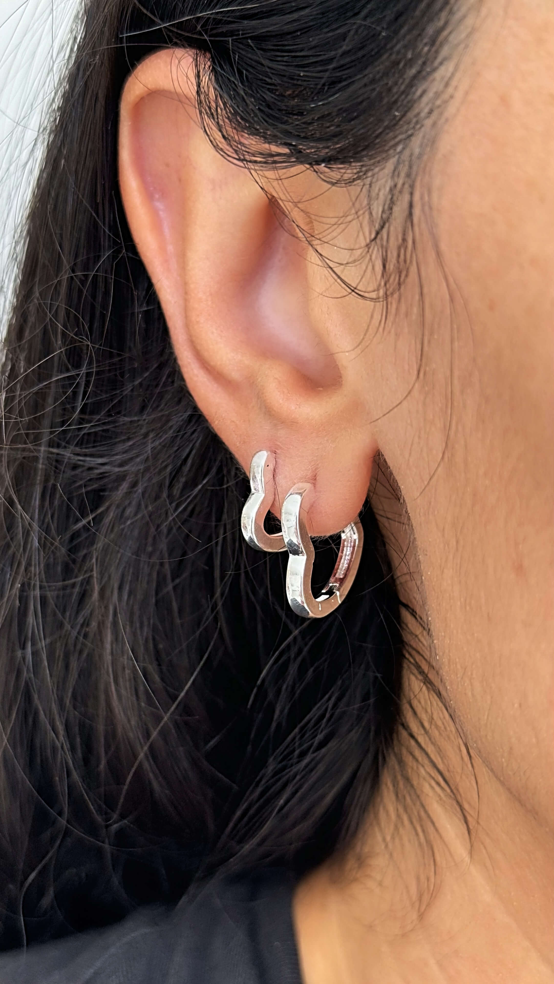 Brinco Argola Coração M Prata