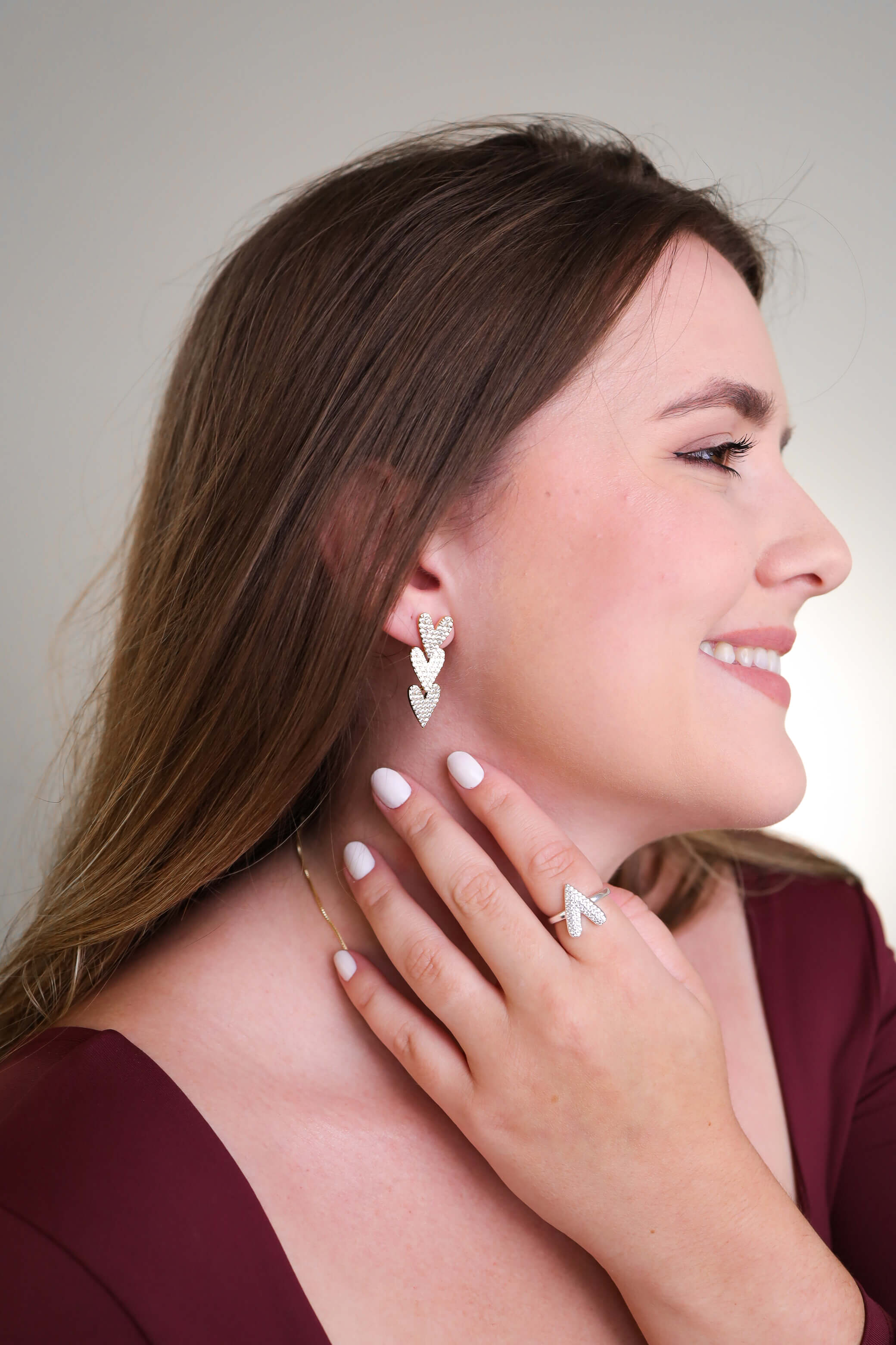 Anel Coração Assimétrico Zircônias Prata