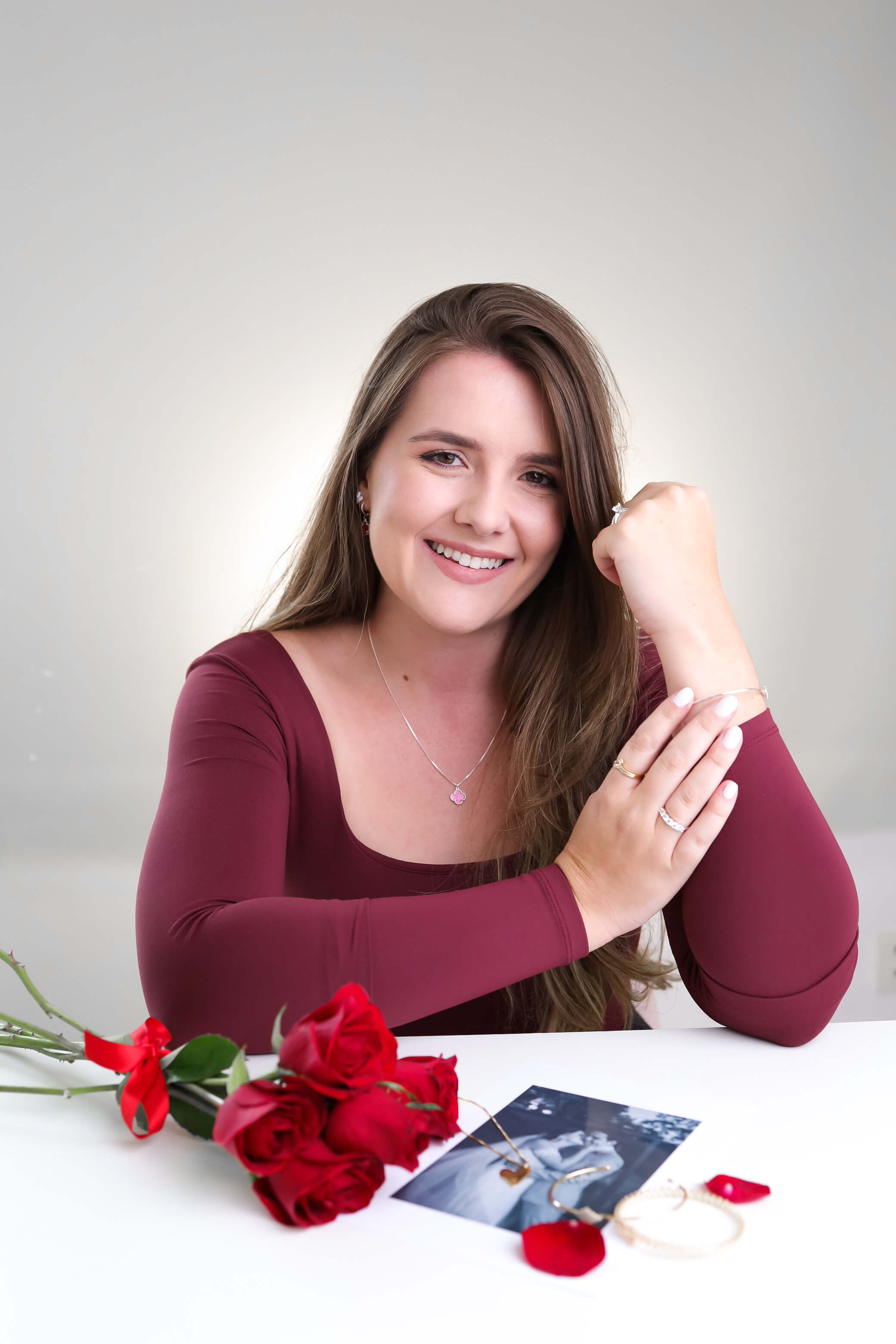 Colar Trevo Rosa Prata