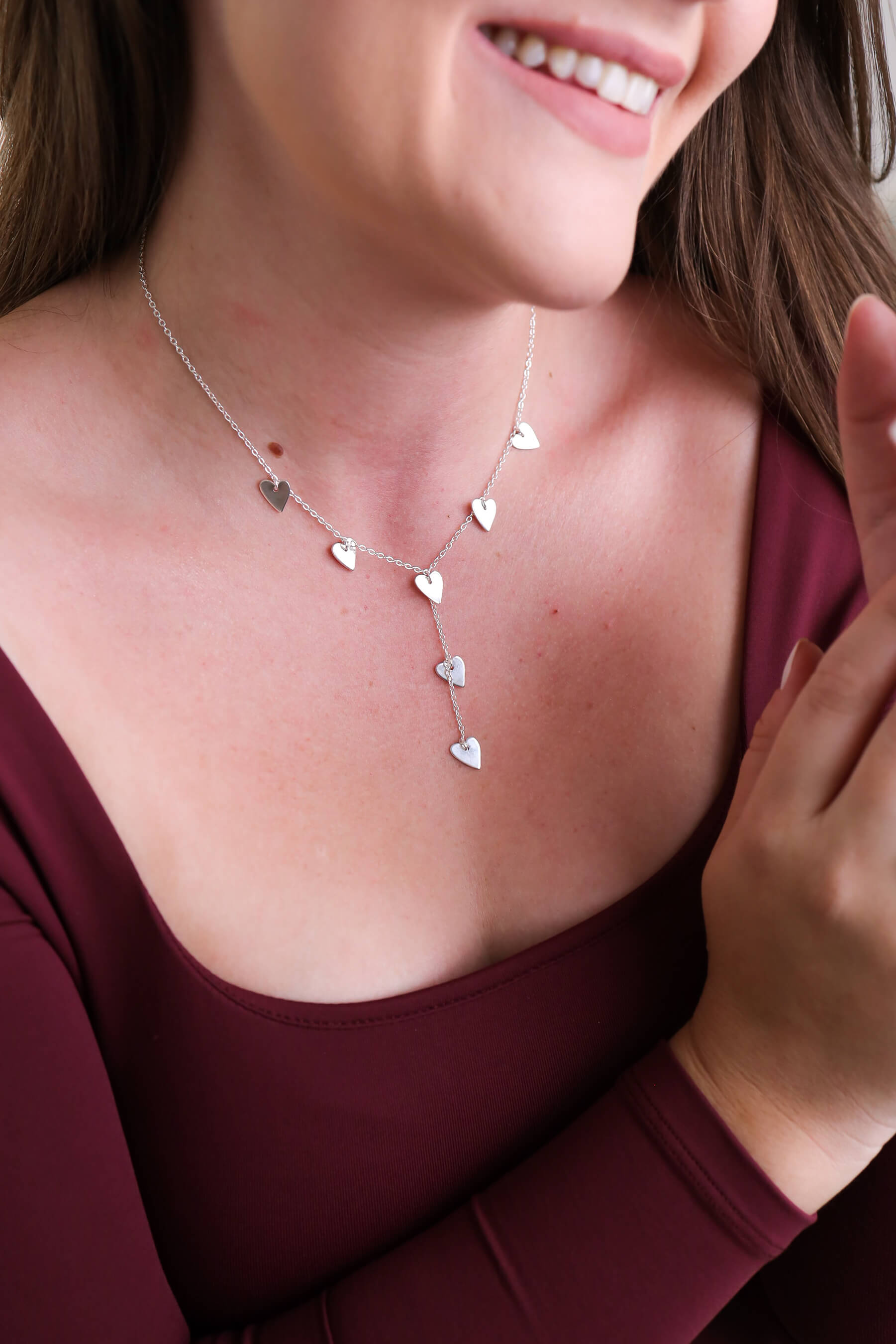 Colar Gravata Coração Slim Prata