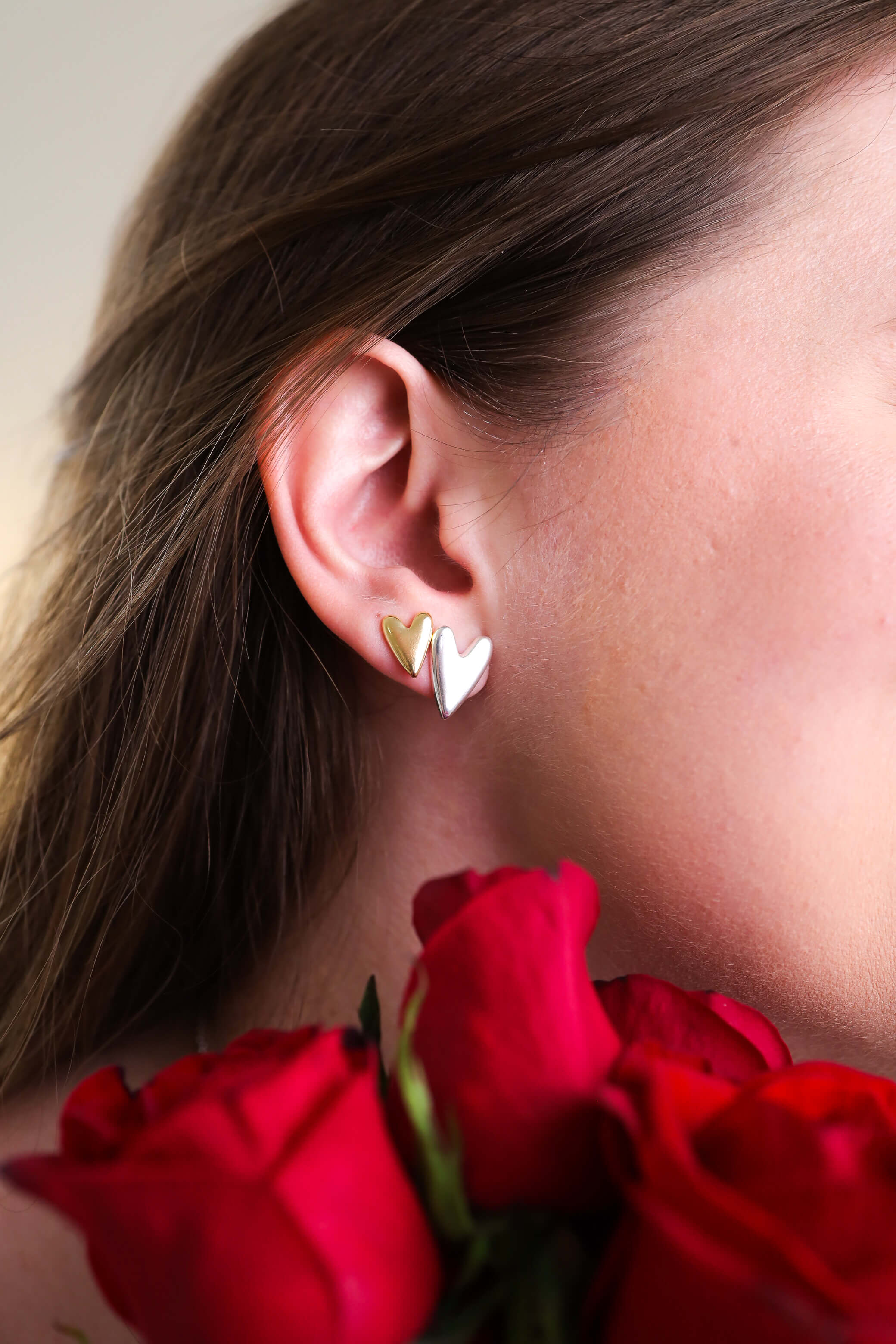 Brinco Coração Slim Liso G Prata