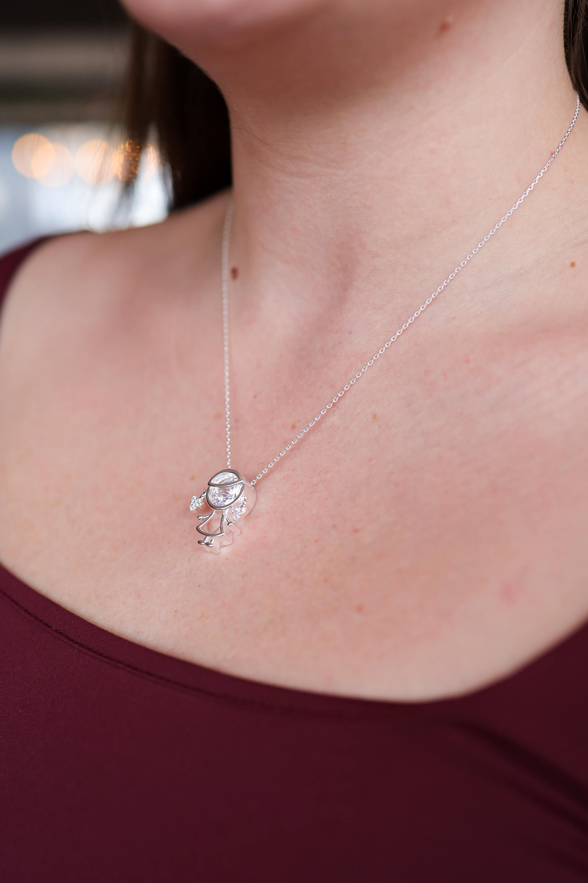 Colar Filho Menina Cristal Prata