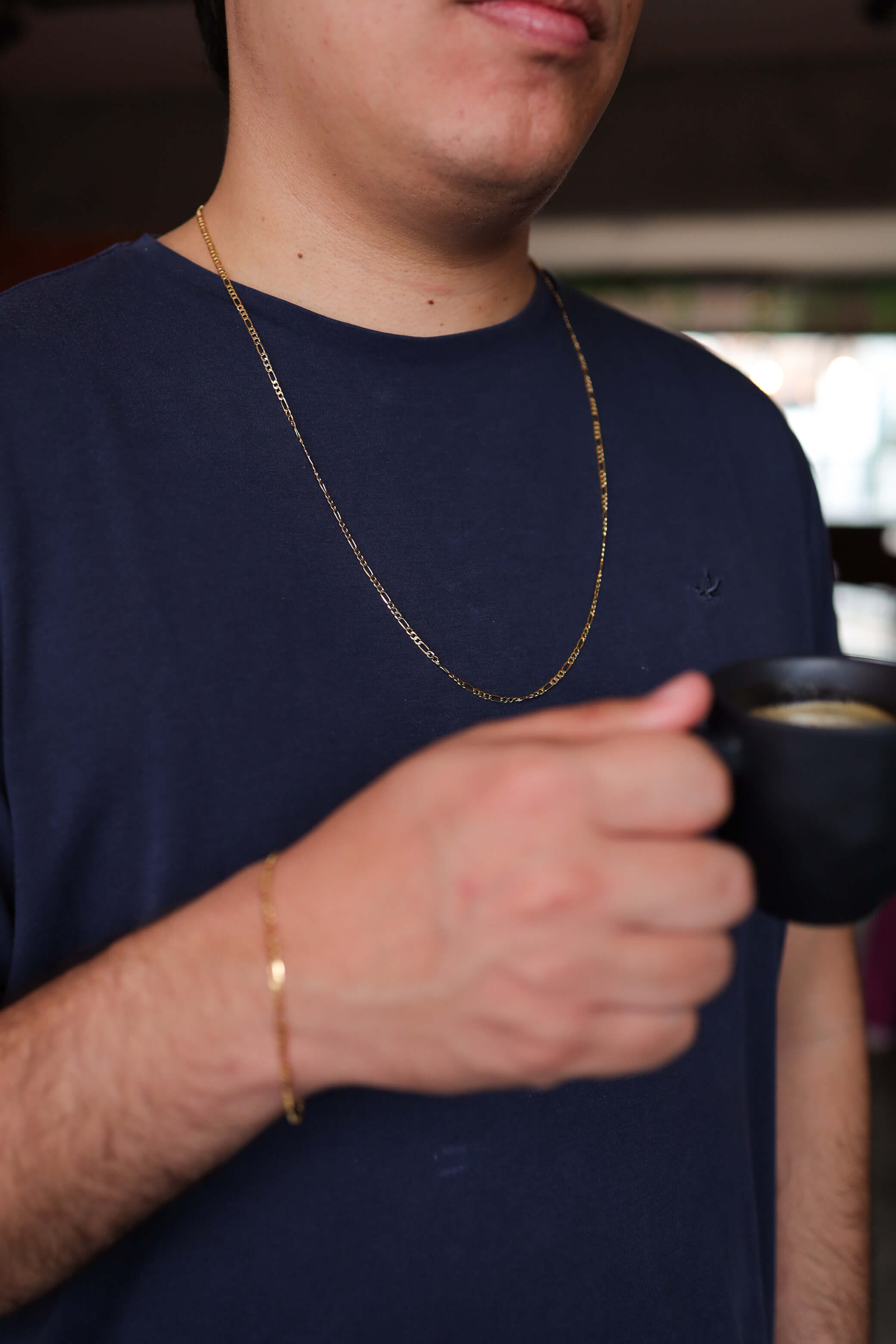 Colar Corrente Flat Fina Masculino Ouro