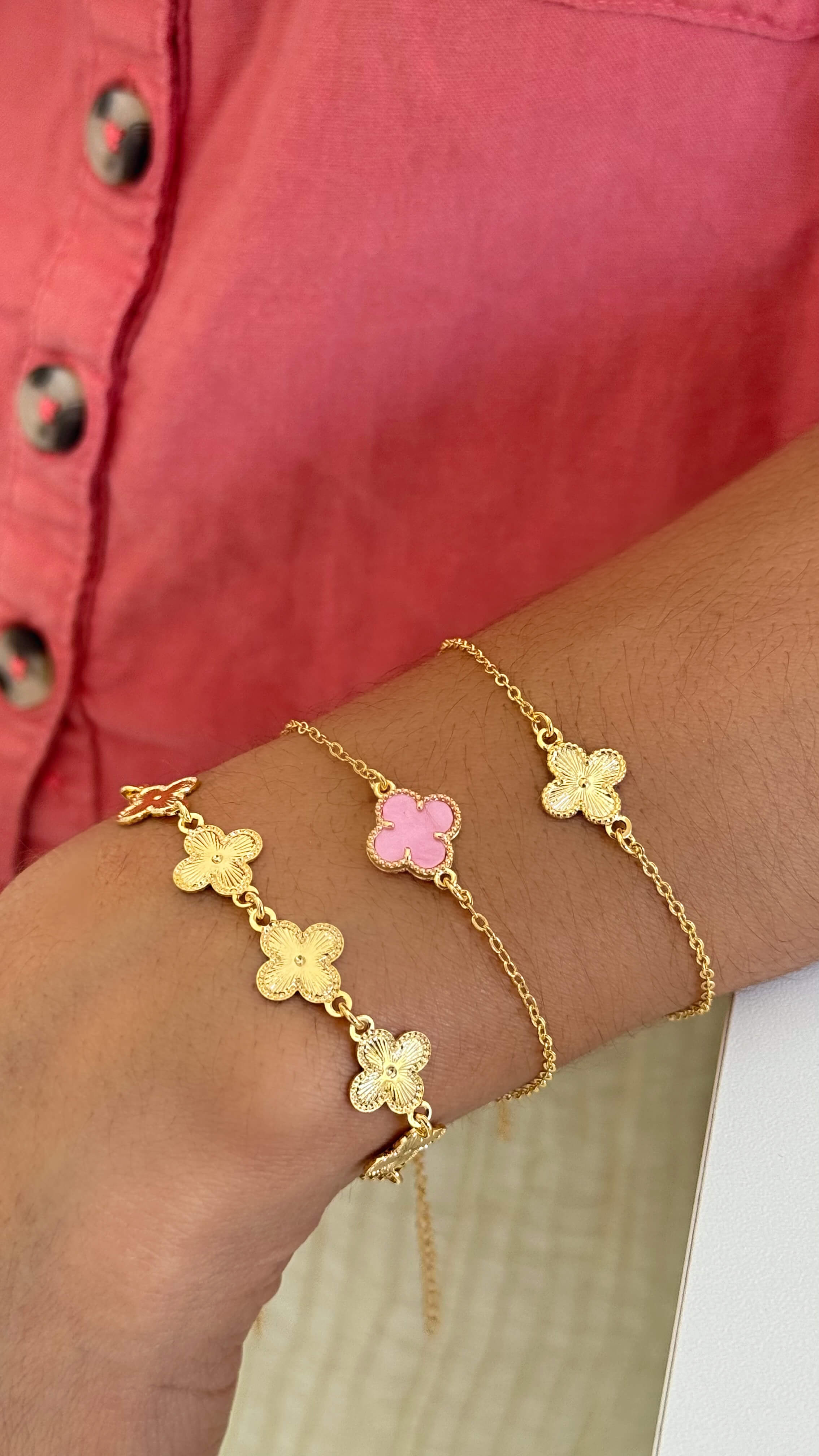 Pulseira Fileira de Trevos Ouro