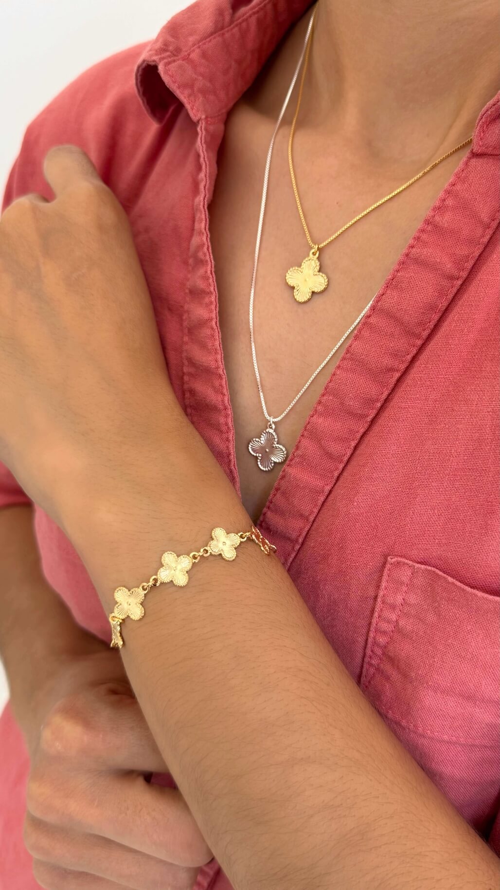 Pulseira Fileira de Trevos Ouro