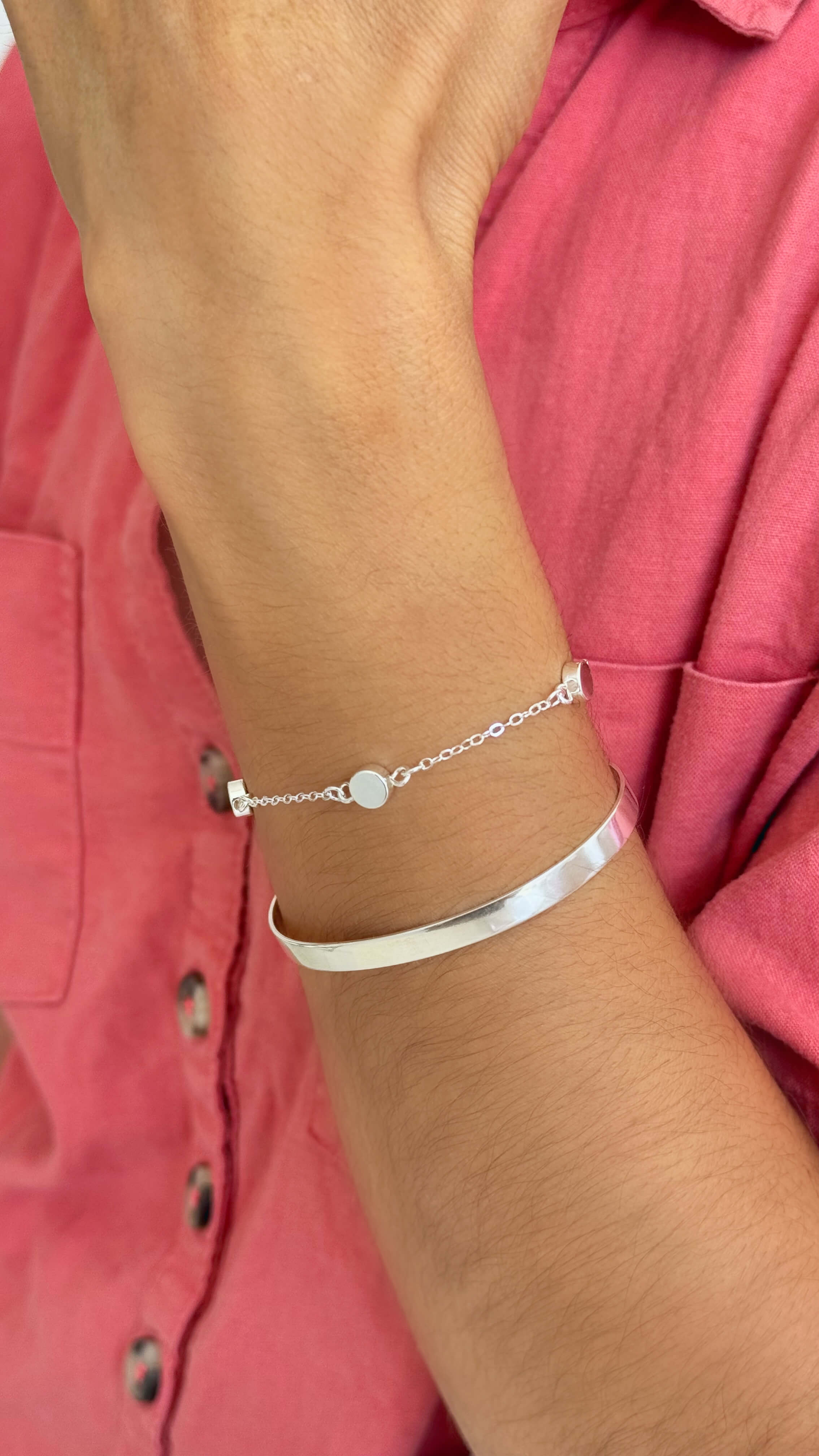 Pulseira Bolinhas Chapadas Prata