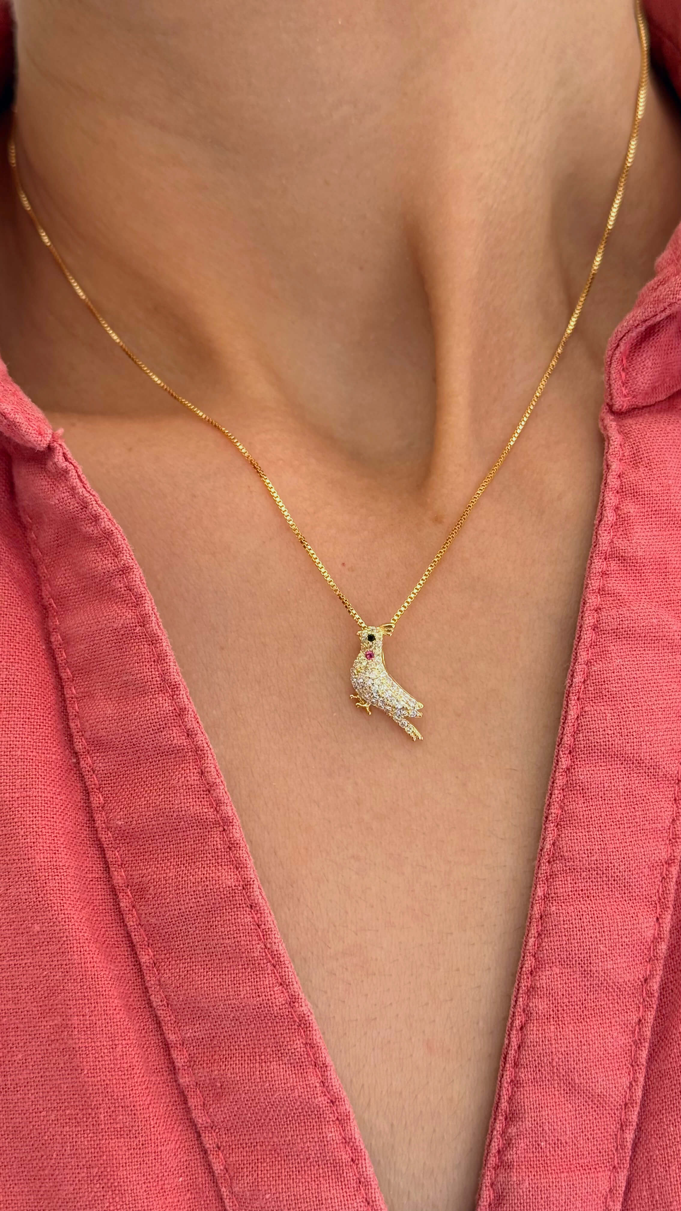 Colar Calopsita Zircônias Ouro