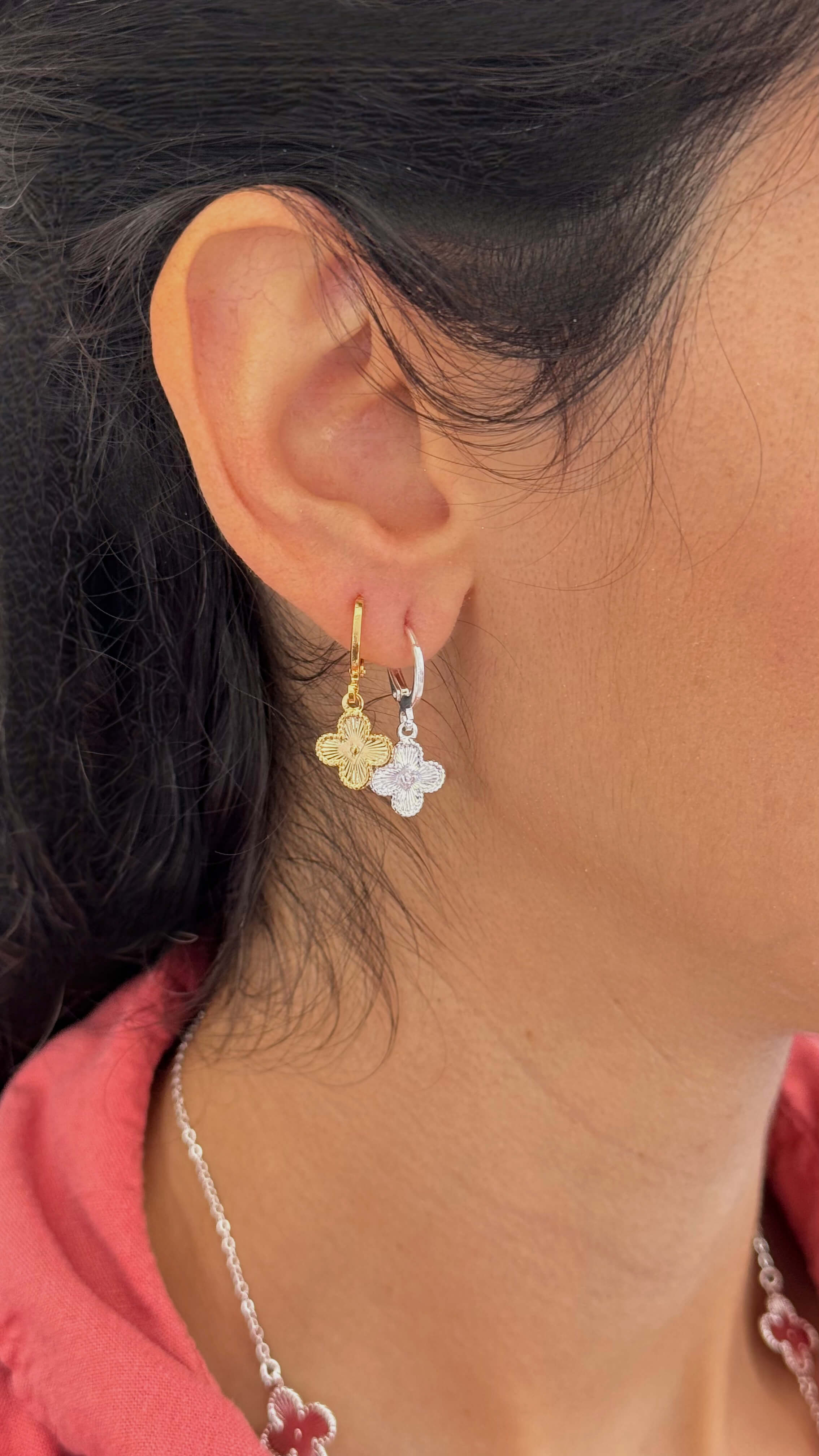 Brinco Argola Trevo Liso Prata