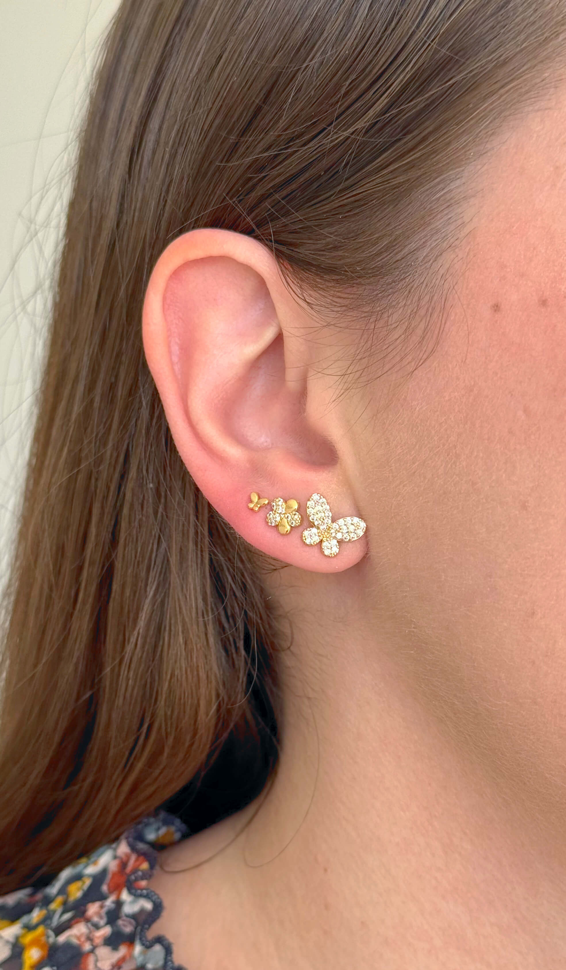 Trio Jardim Borboletas Ouro