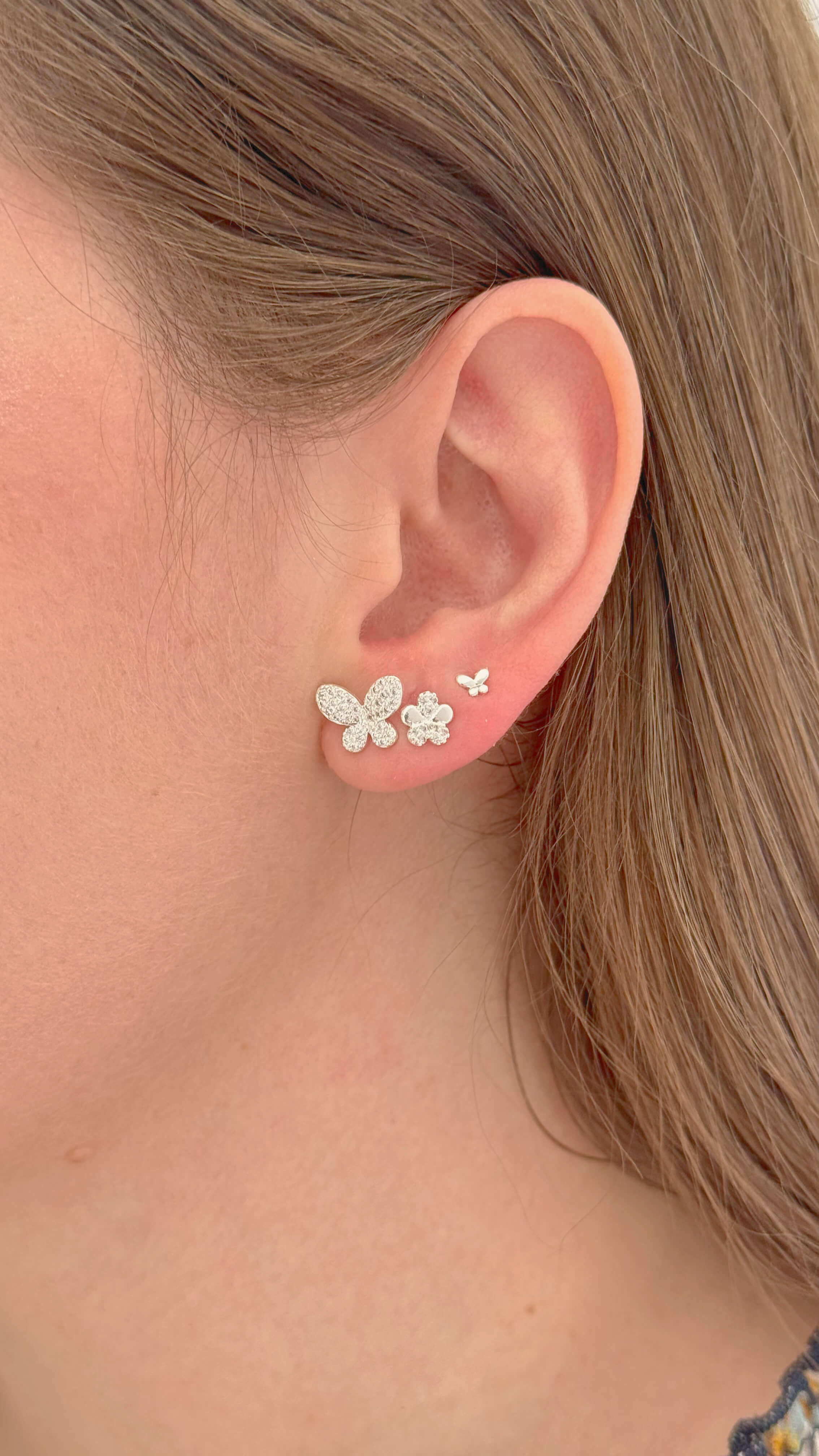 Trio Jardim Borboletas Prata