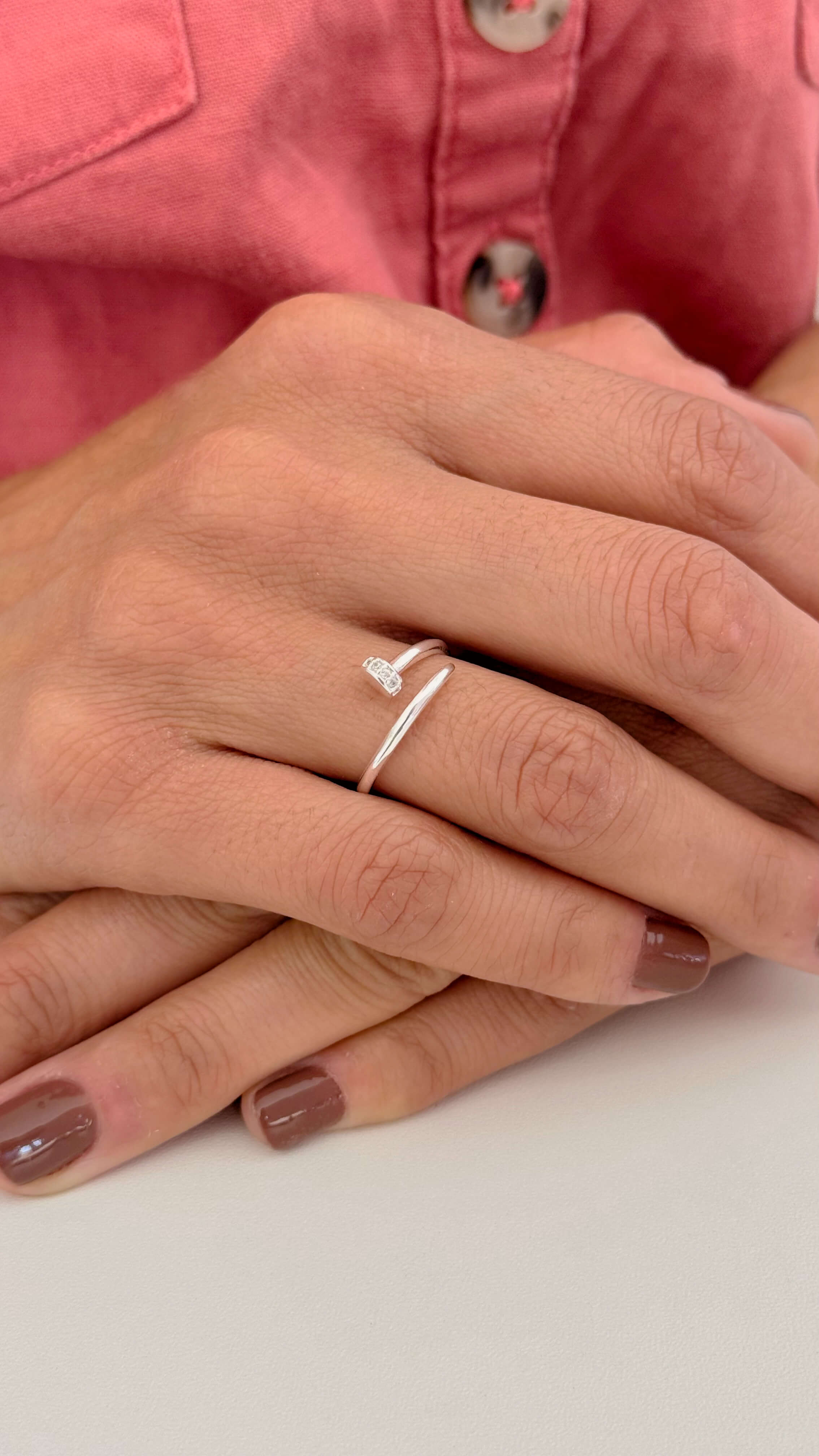 Anel Prego Slim Ajustável Prata