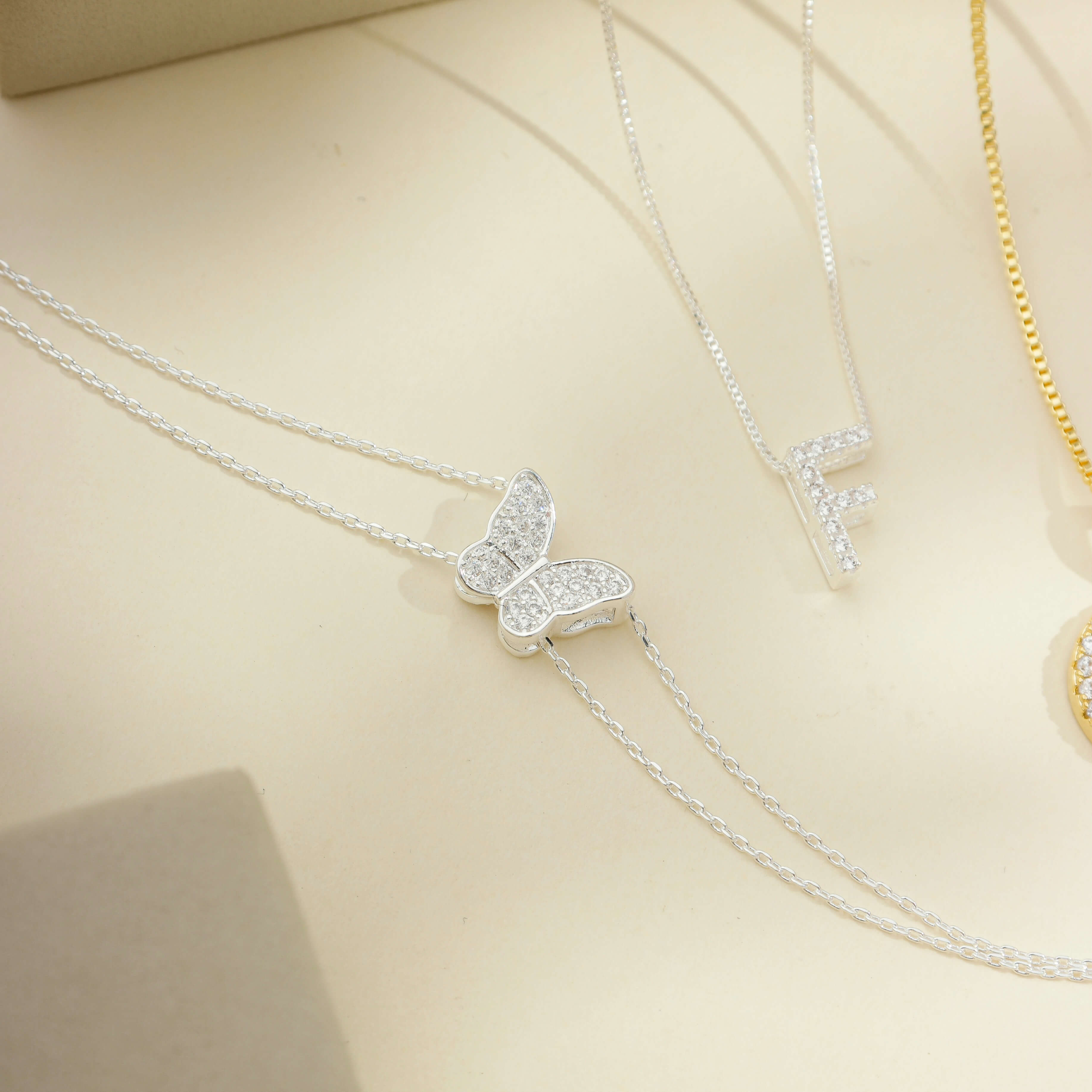 Pulseira Corrente Dupla Borboleta Prata