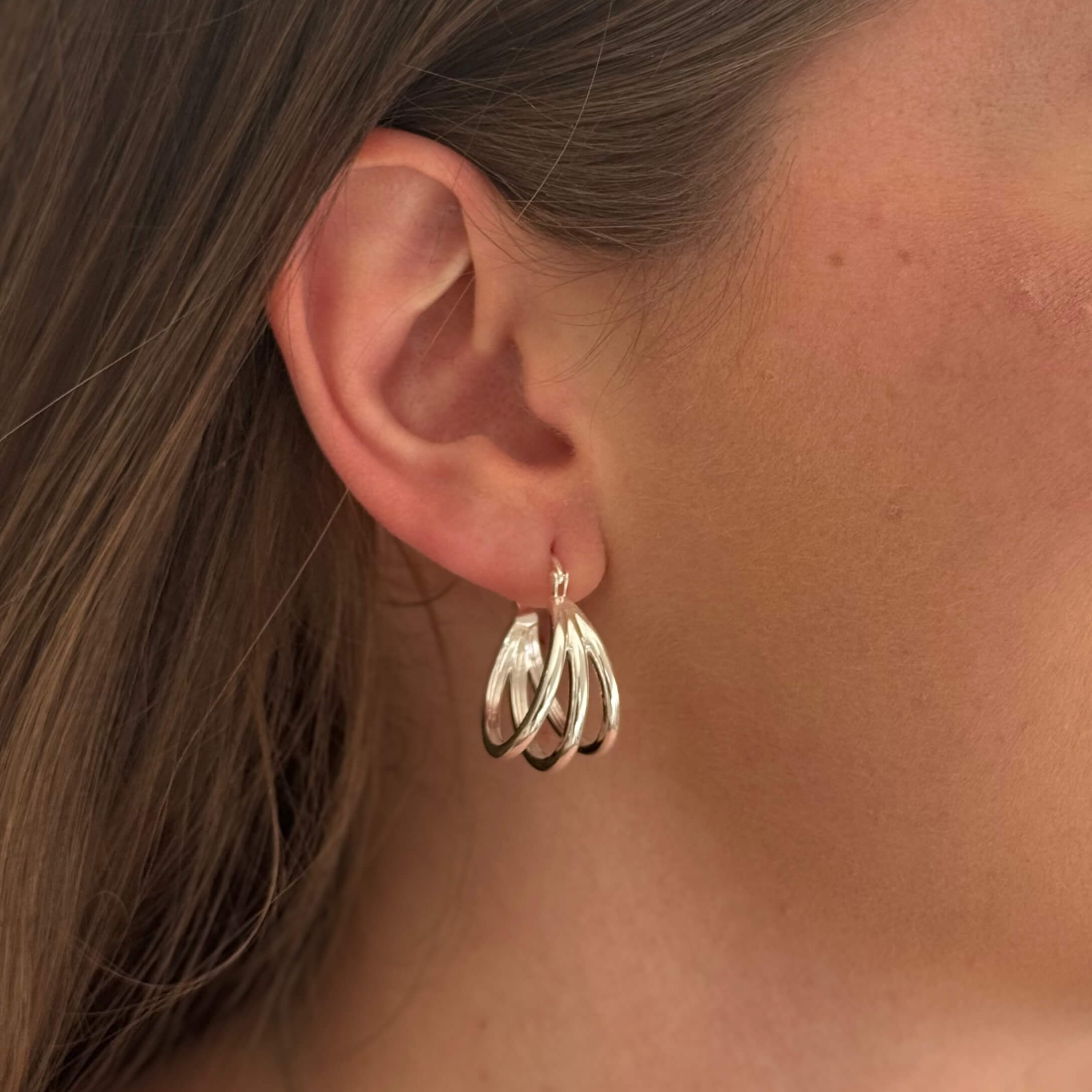 Brinco Argola Tripla Prata