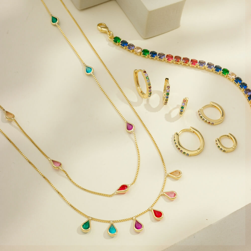 Brinco Argola P Colorida Ouro