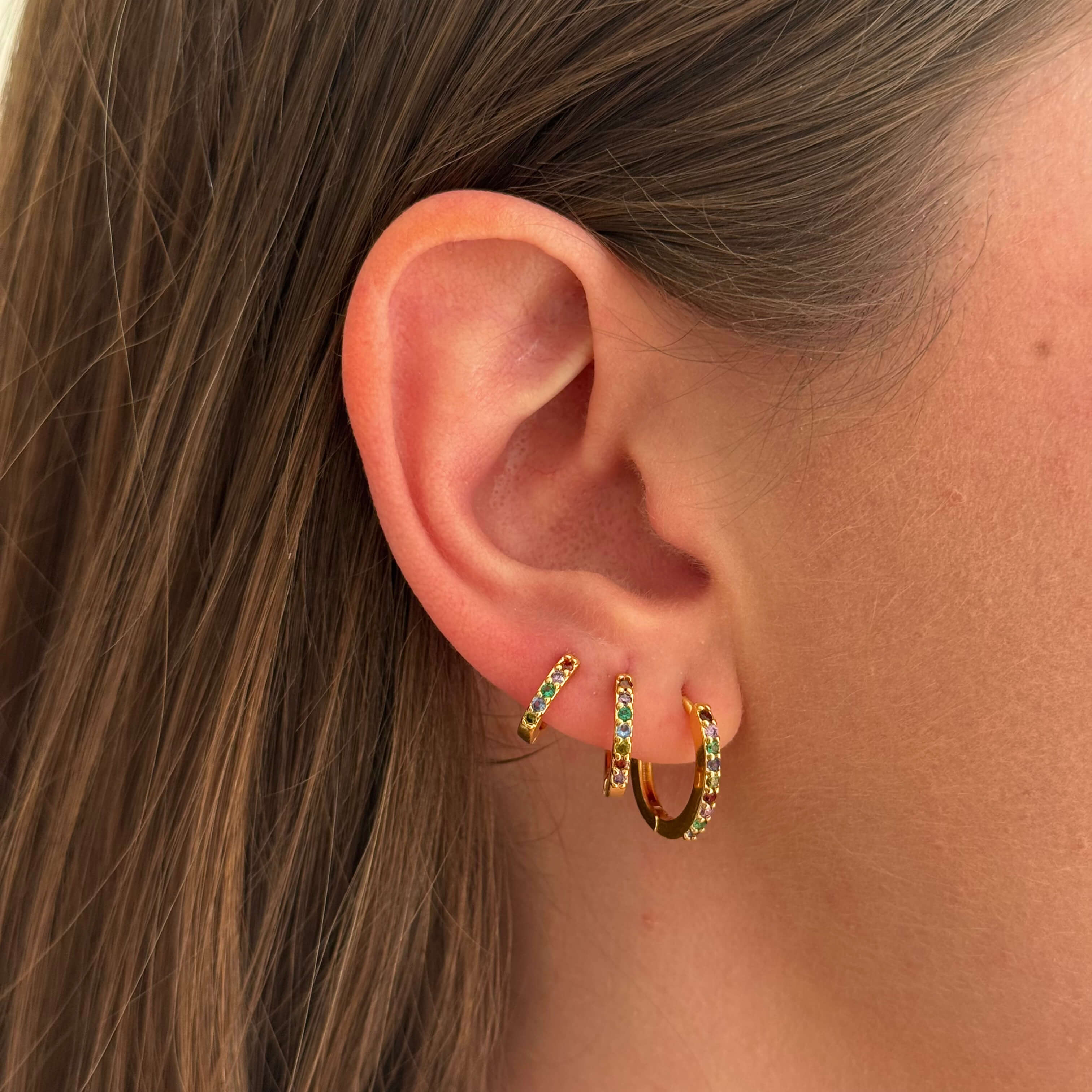 Brinco Argola G Colorida Ouro