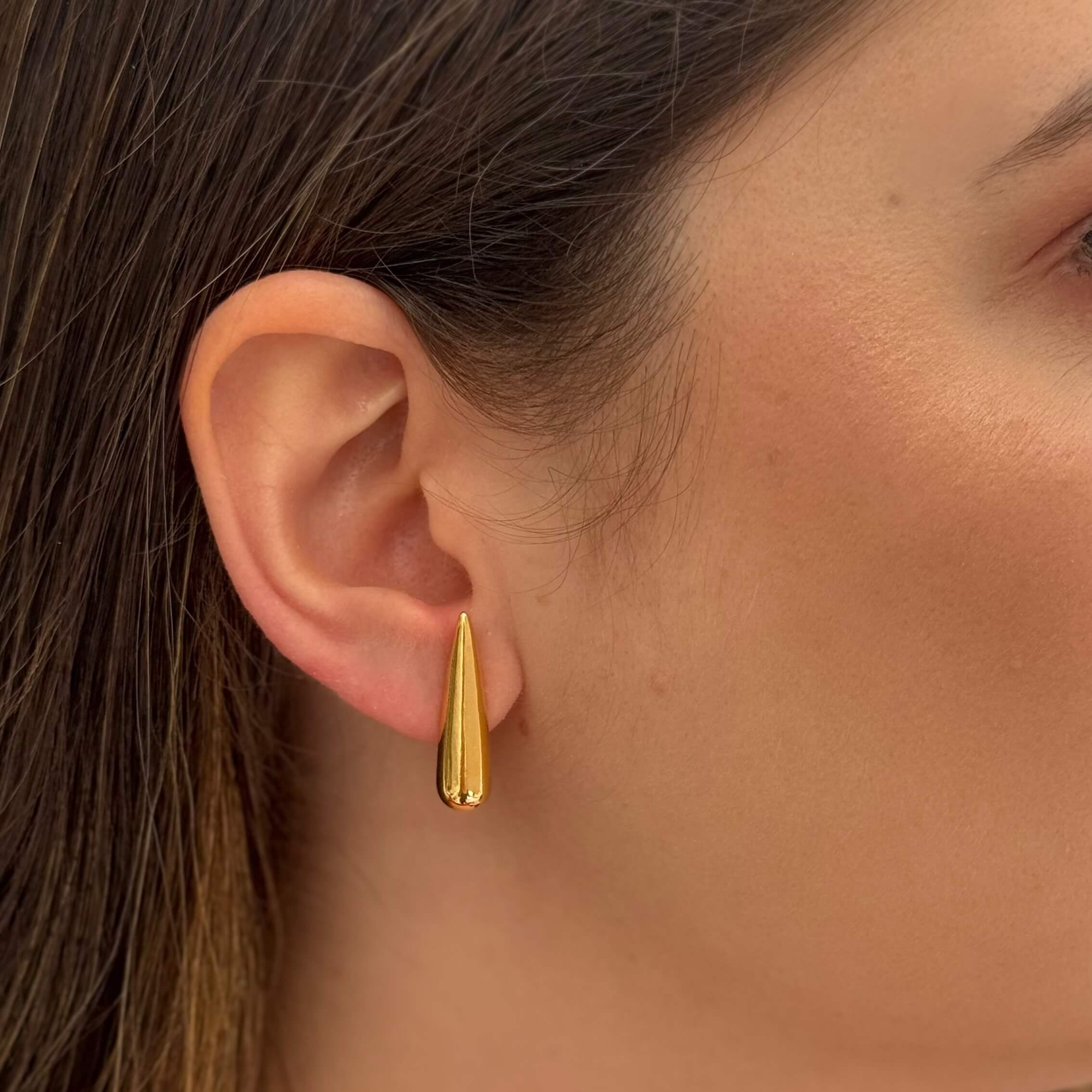 Brinco Alongado Liso Ouro