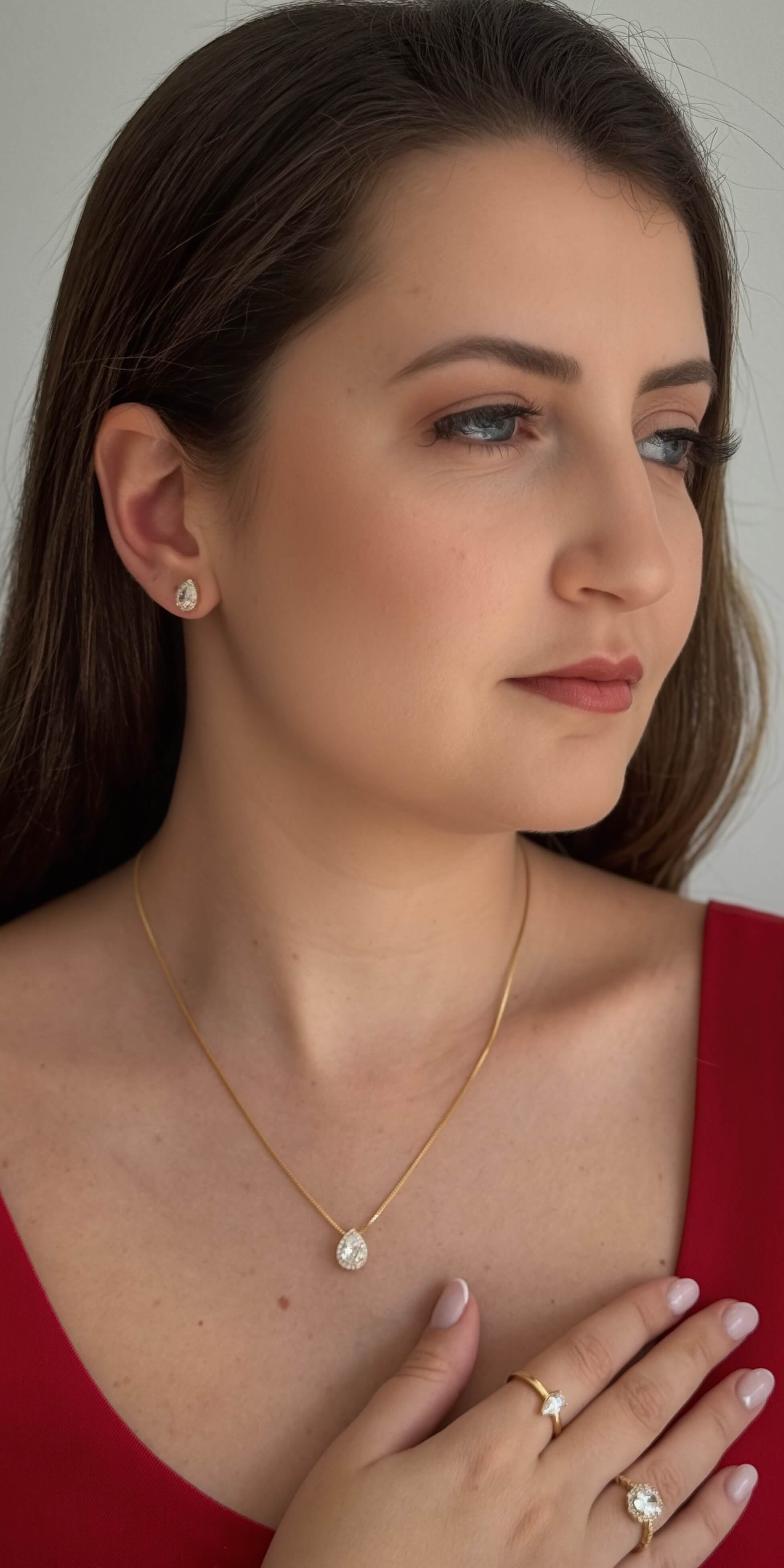 Brinco Gota Brilho Clássico Ouro