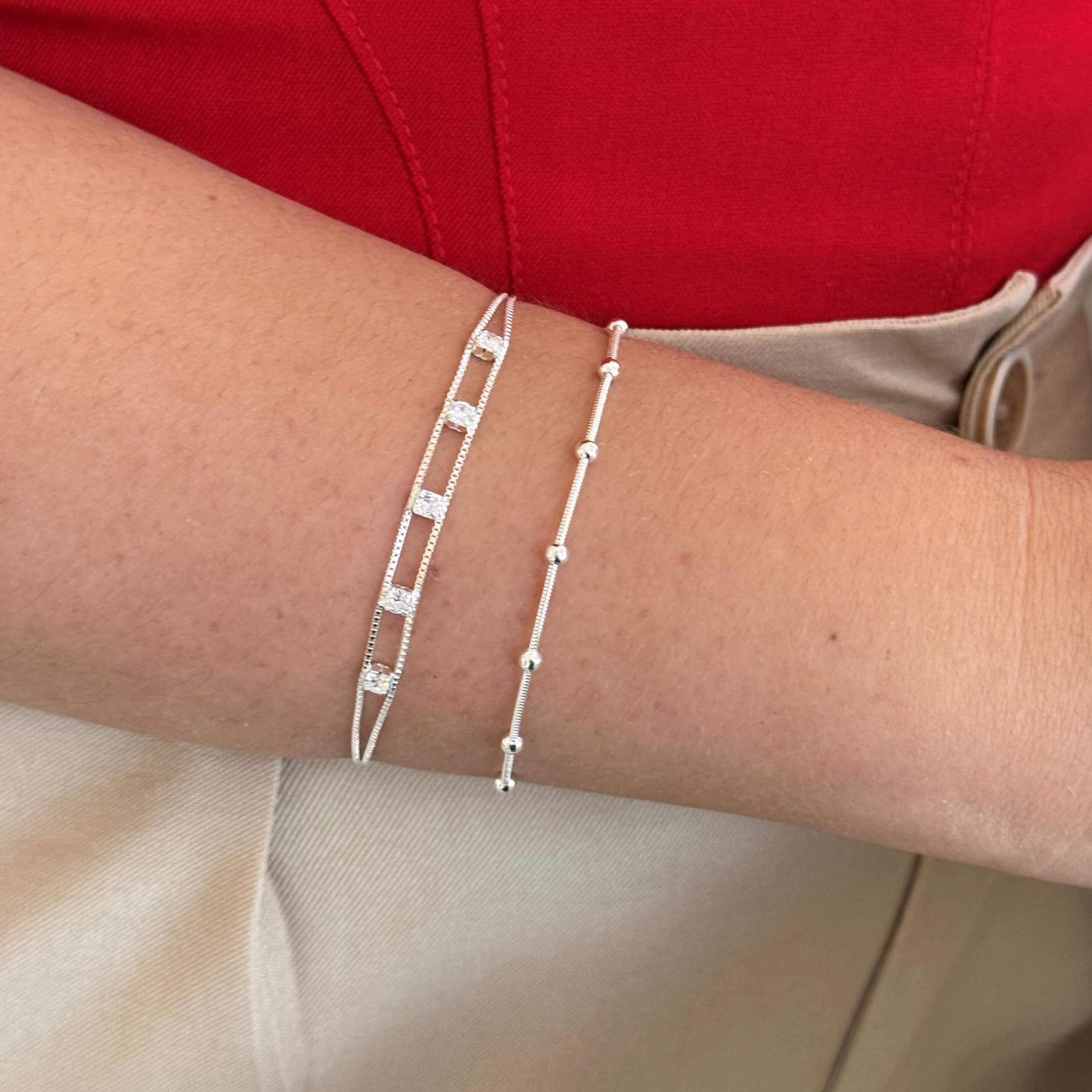 Pulseira Corrente Dupla Zircônias Prata