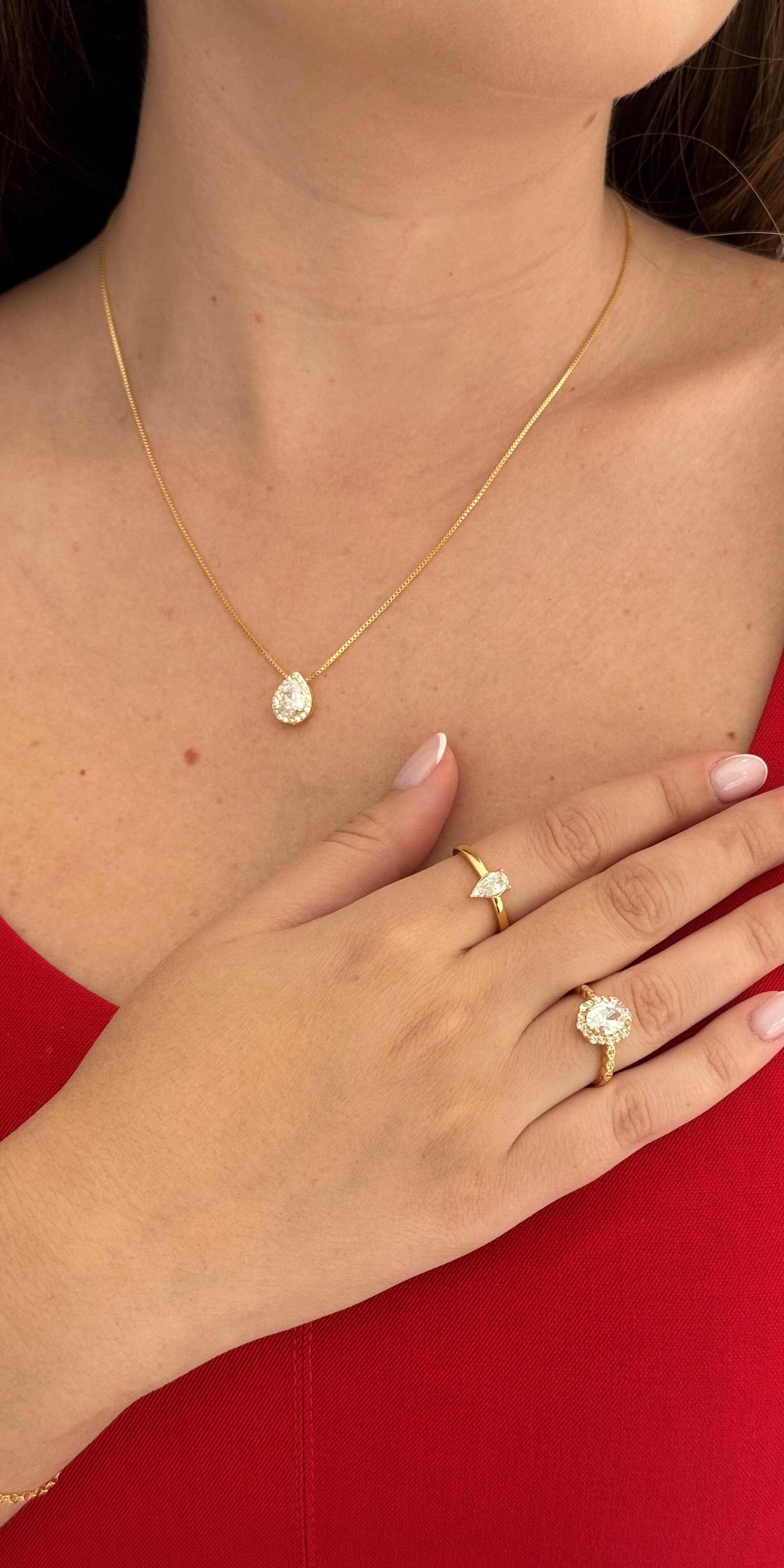 Colar Gota Brilho Clássico Ouro