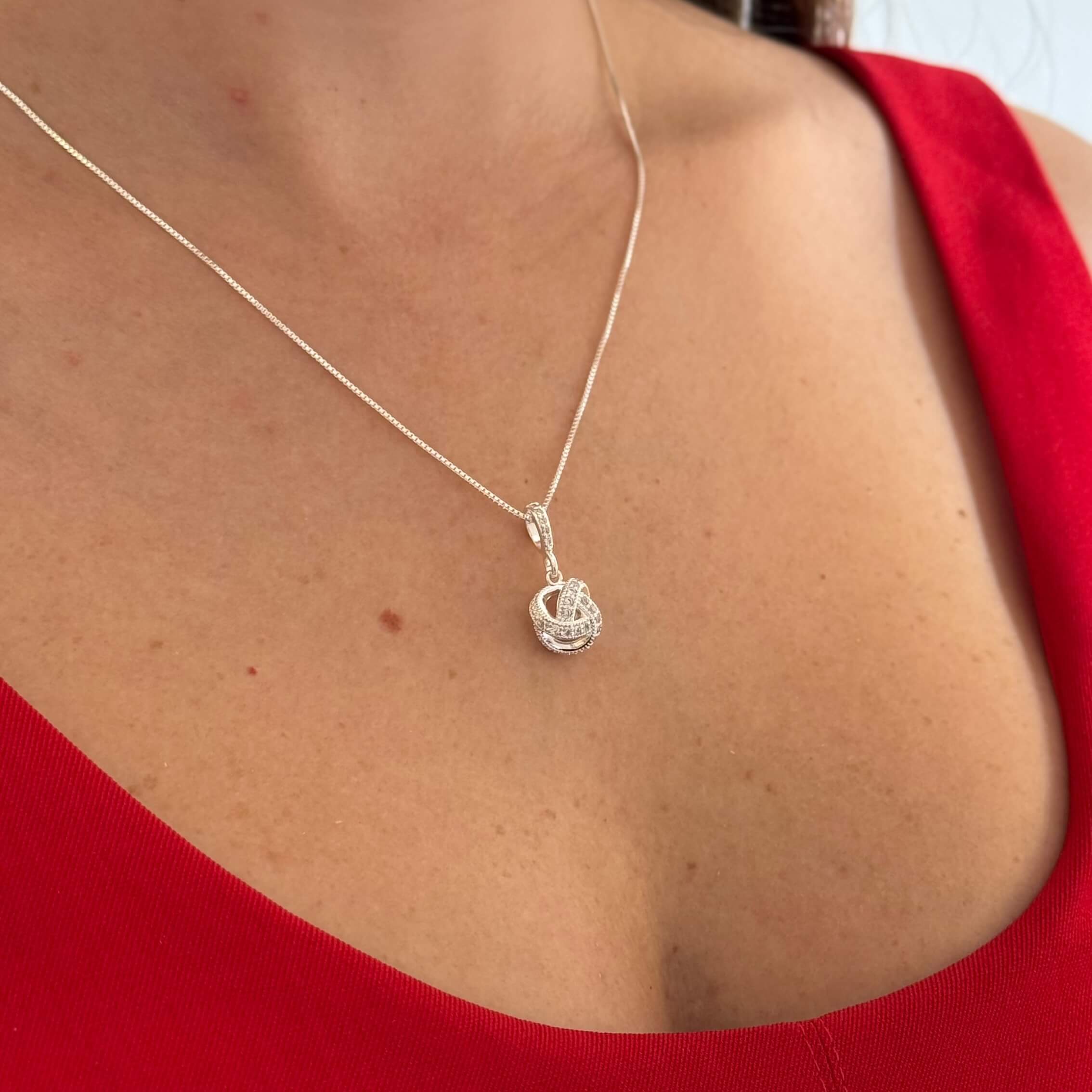 Colar Nozinho Zircônias Prata