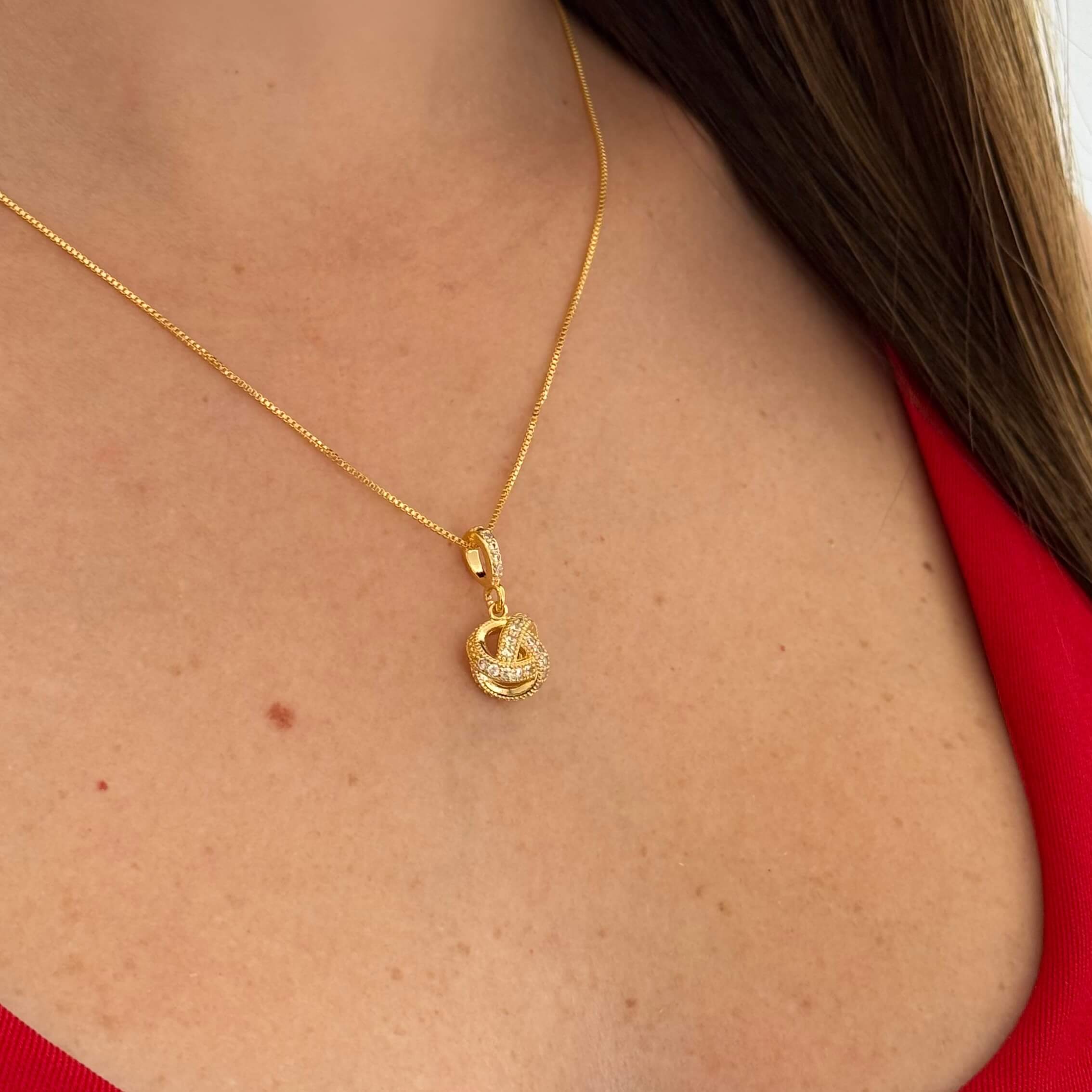 Colar Nozinho Zircônias Ouro