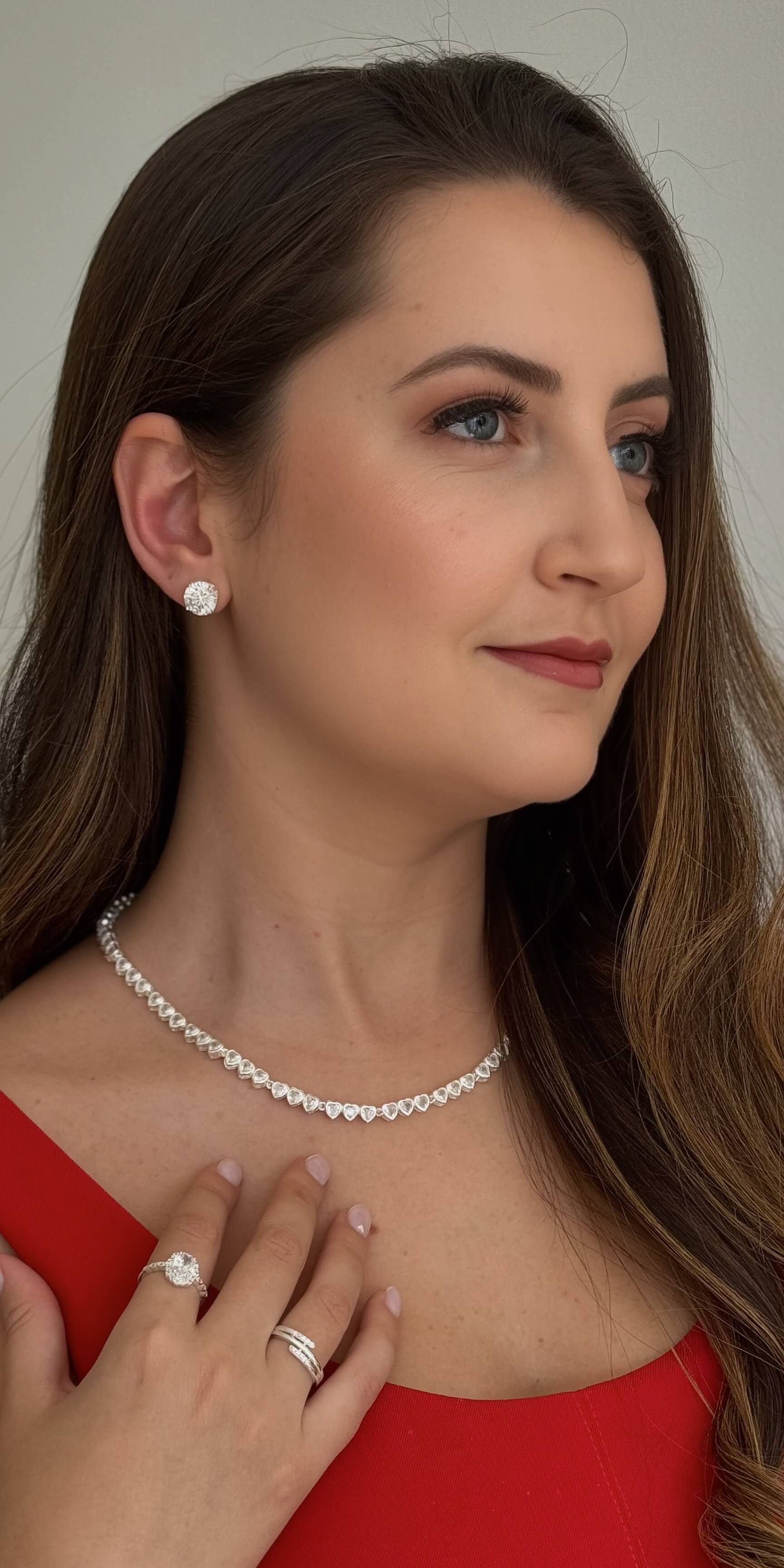 Colar Riviera Coração 3 Pontas Prata