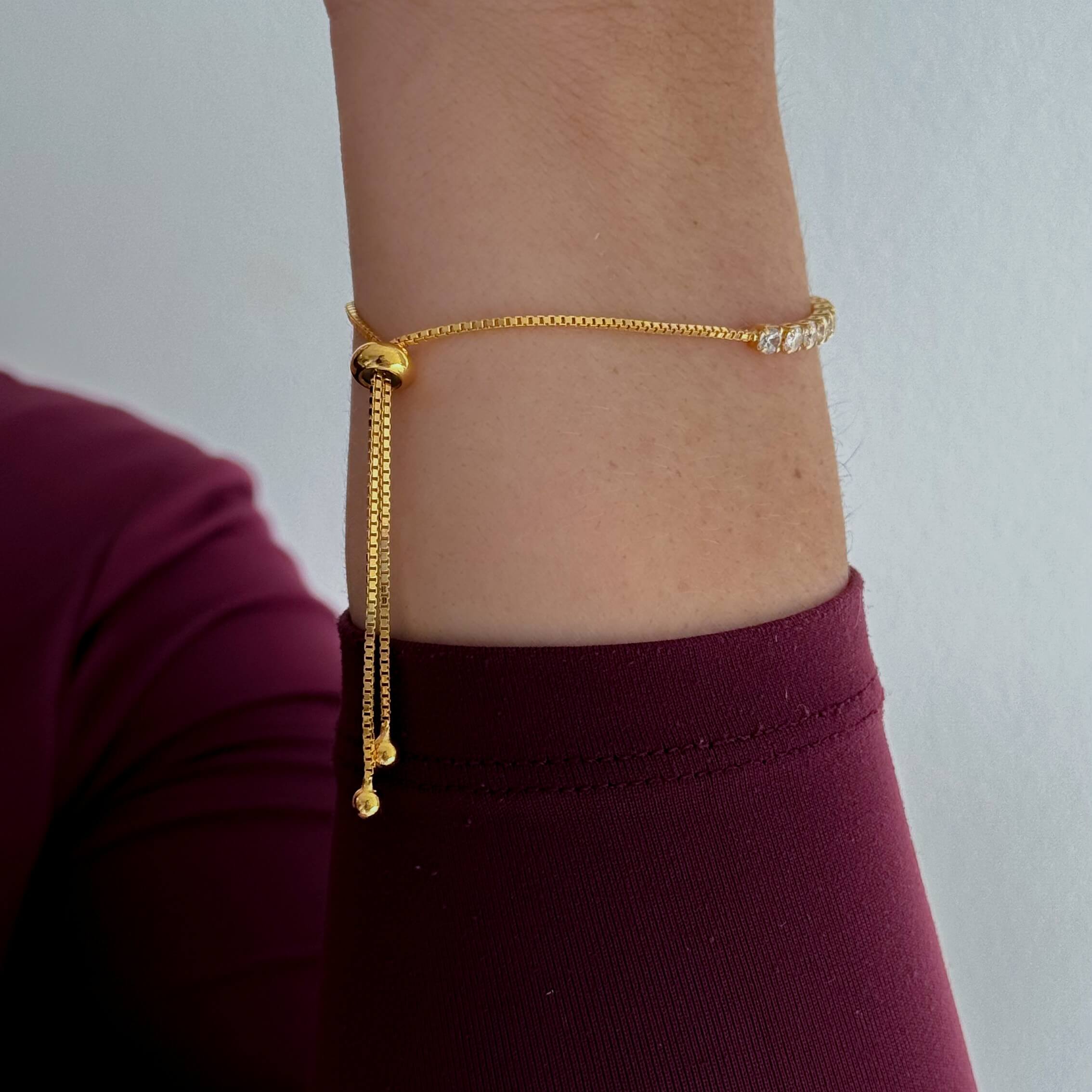 Pulseira Riviera Clássica Ajustável Ouro