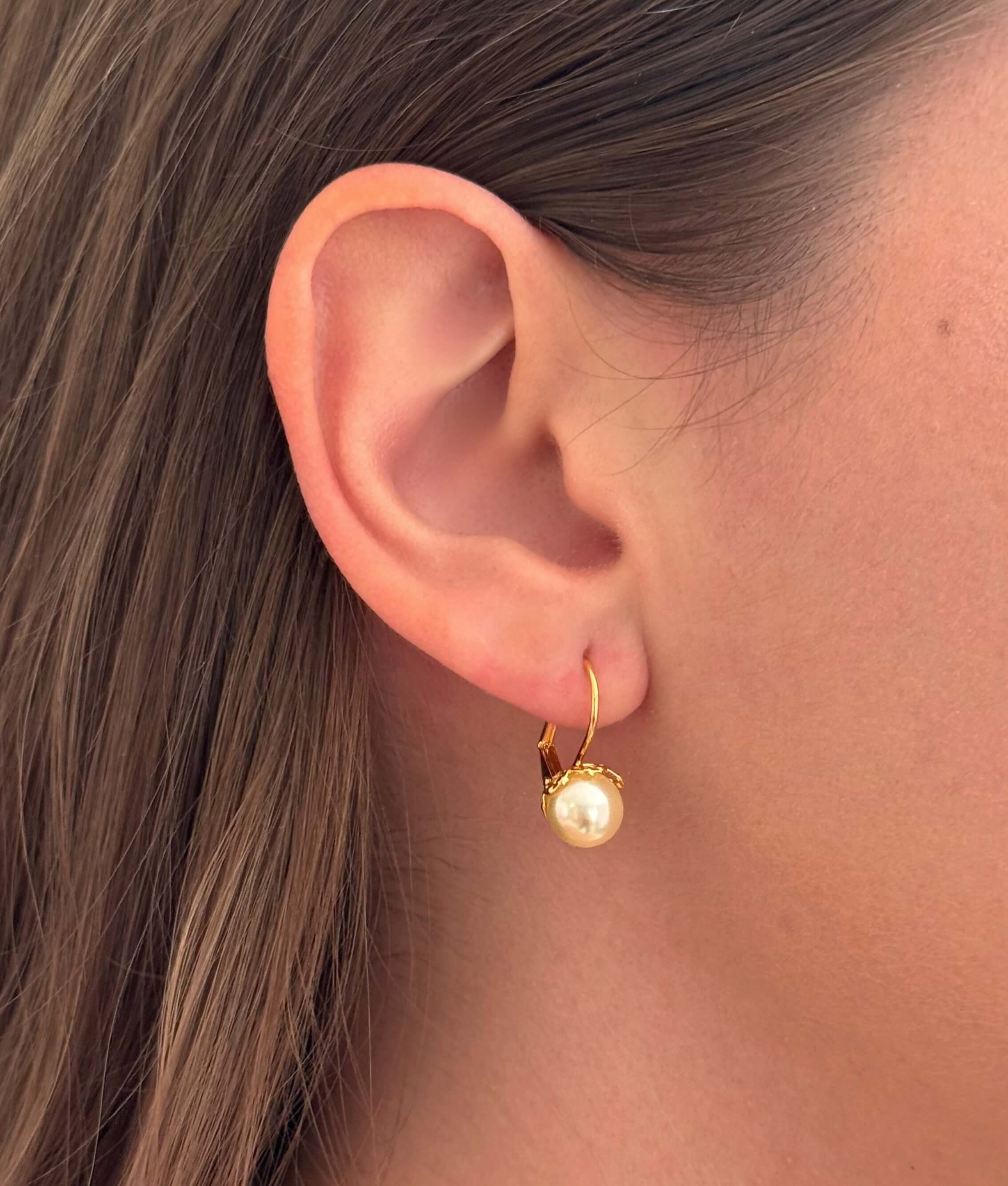 Brinco Argola Click Pérola Ouro