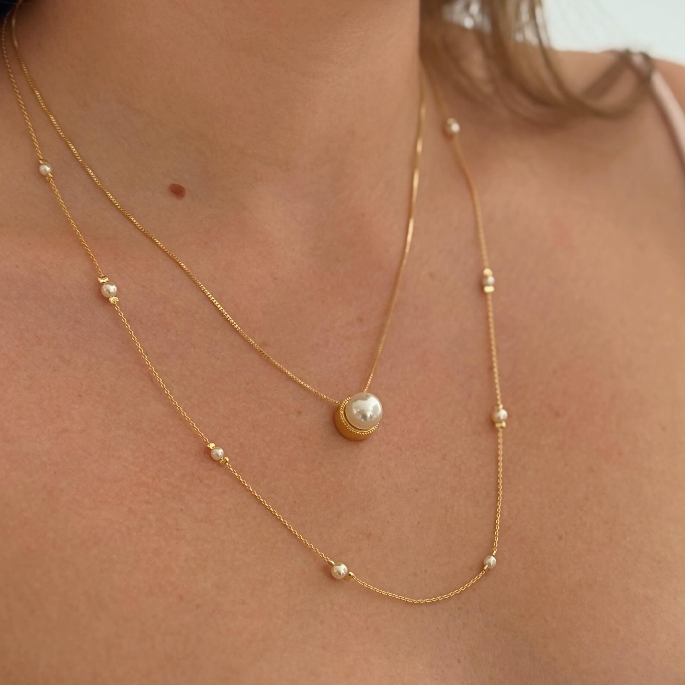 Colar Redondo Pérola Ouro