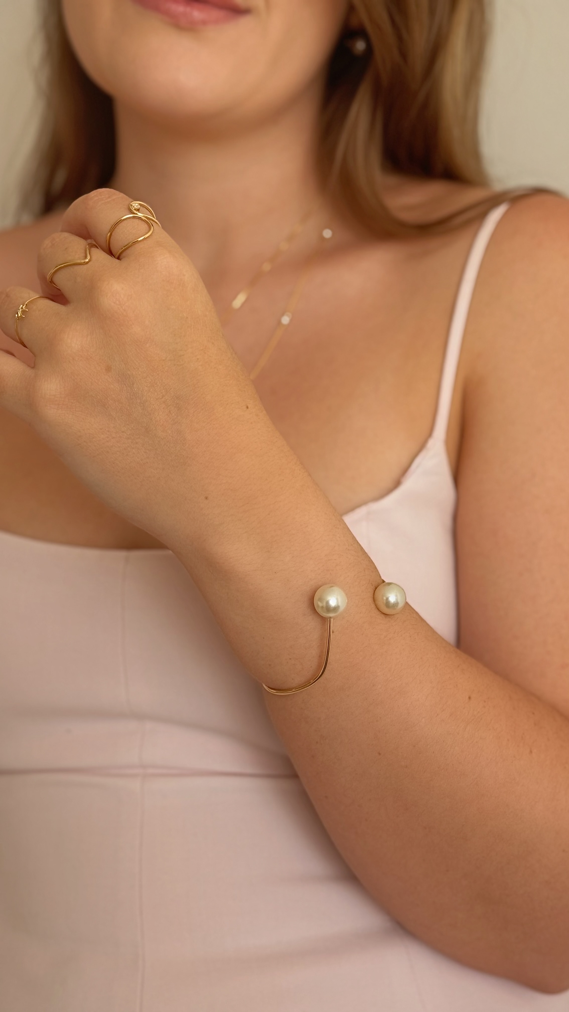 Bracelete Dupla Pérola Ouro