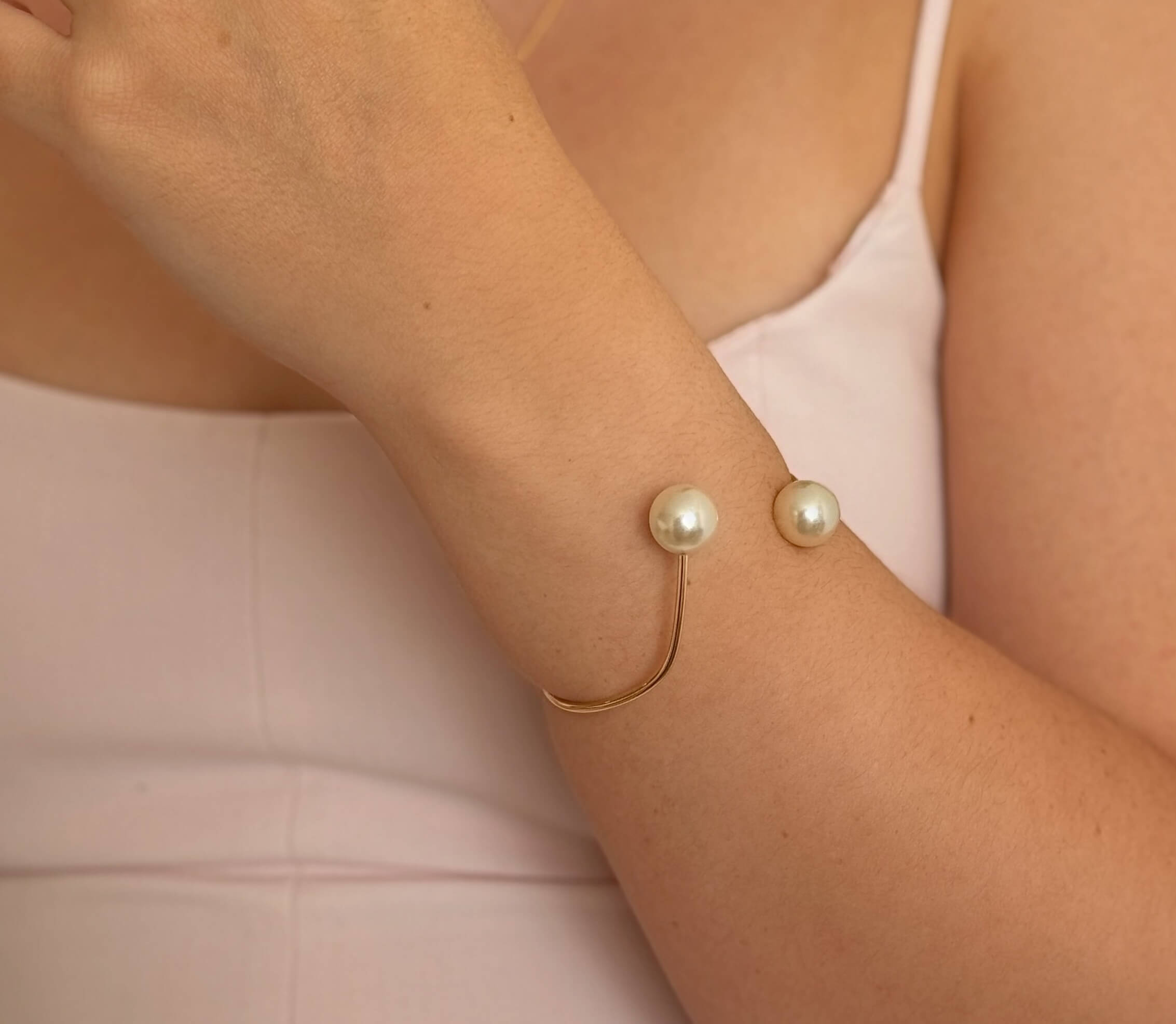 Bracelete Dupla Pérola Prata