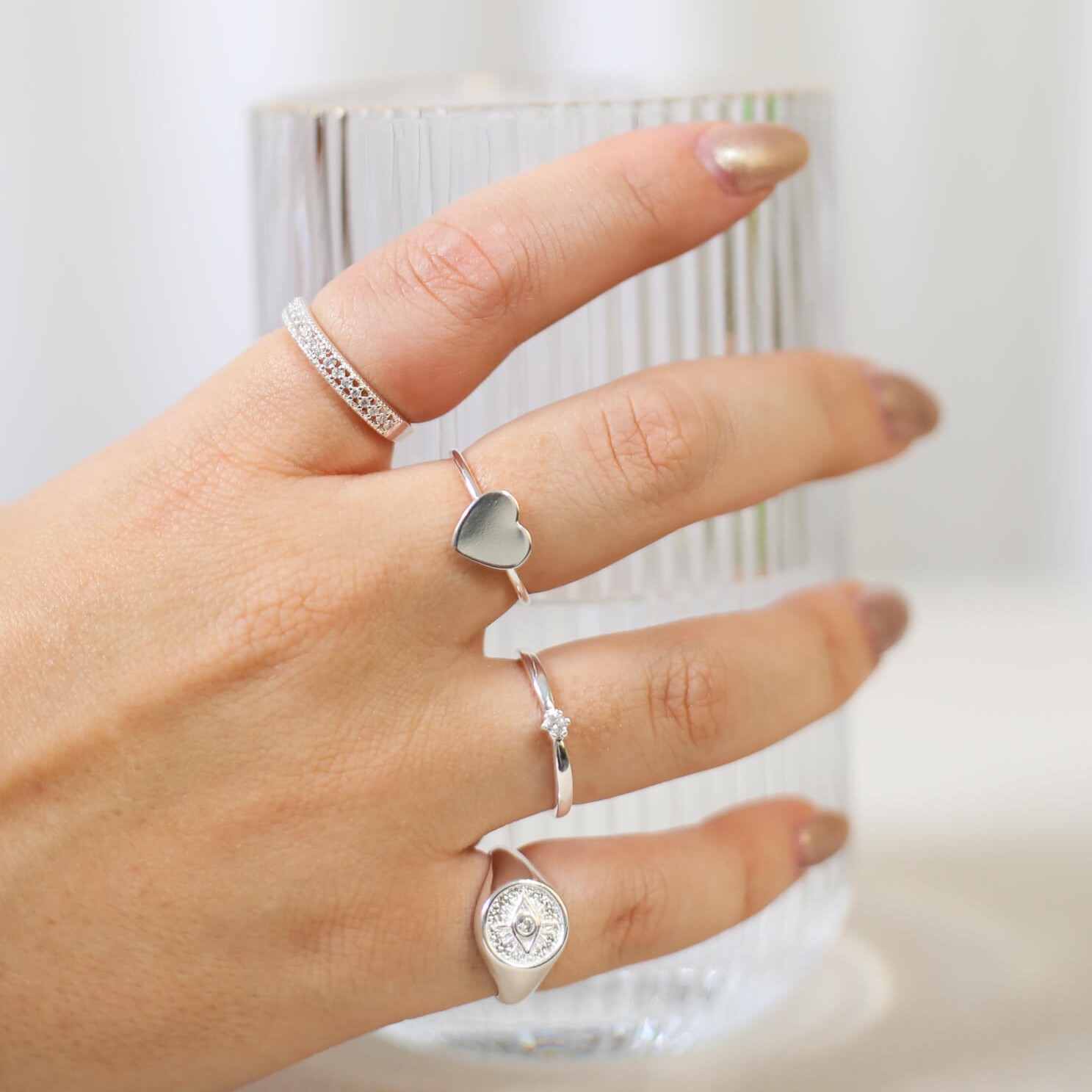 Anel Dedinho Olho Grego Prata