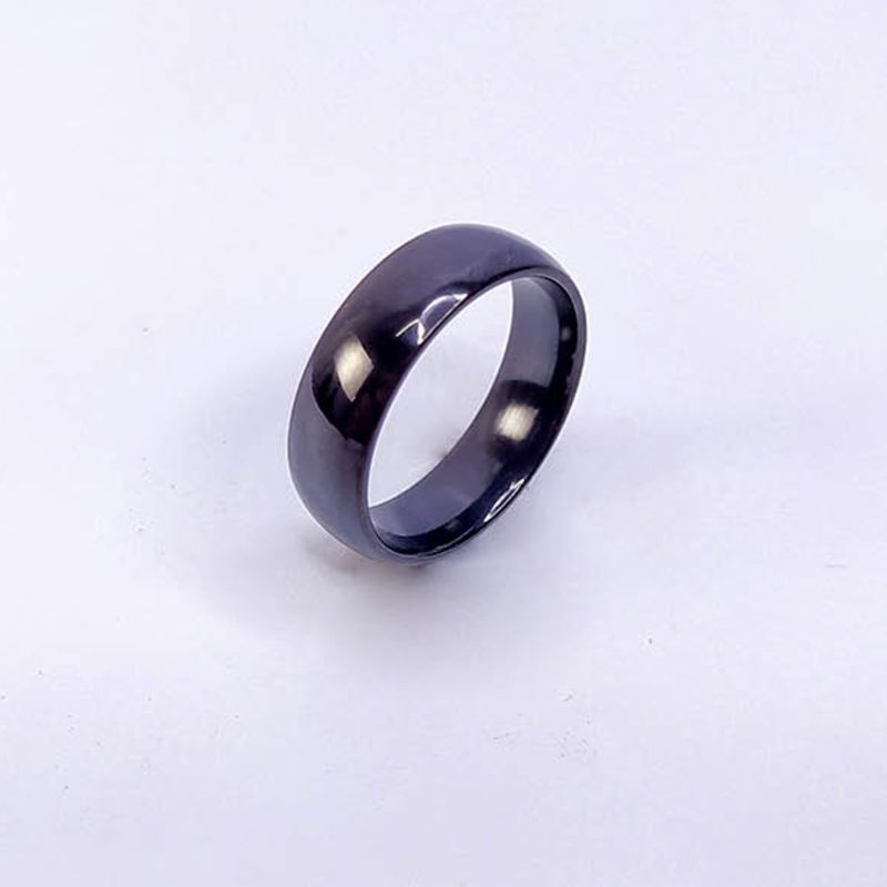 ANEL ALIANÇA AÇO INOX PRETO ANATÔMICA ABAULADA 6MM - Número 24/25