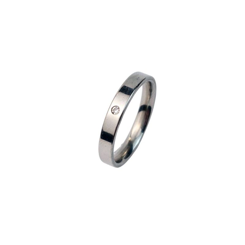 ANEL ALIANÇA AÇO INOX ANATÔMICA RETA 4MM C/ 1 ZIRCONIA - Número 14/15