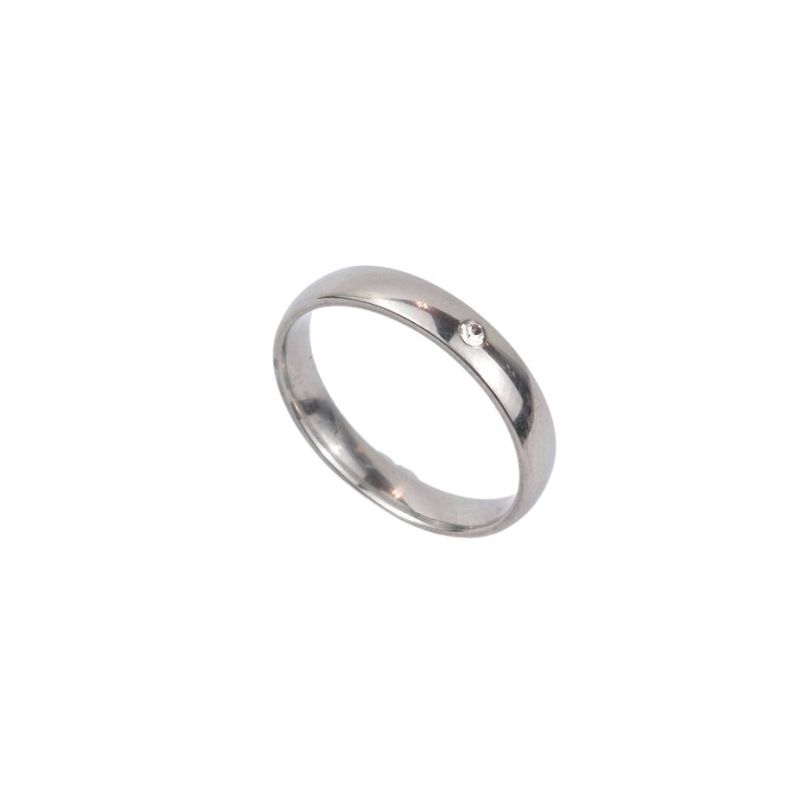 ANEL ALIANÇA AÇO INOX ANATÔMICA ABAULADA 4MM C/ 1 ZIRCONIA - Número 12/13