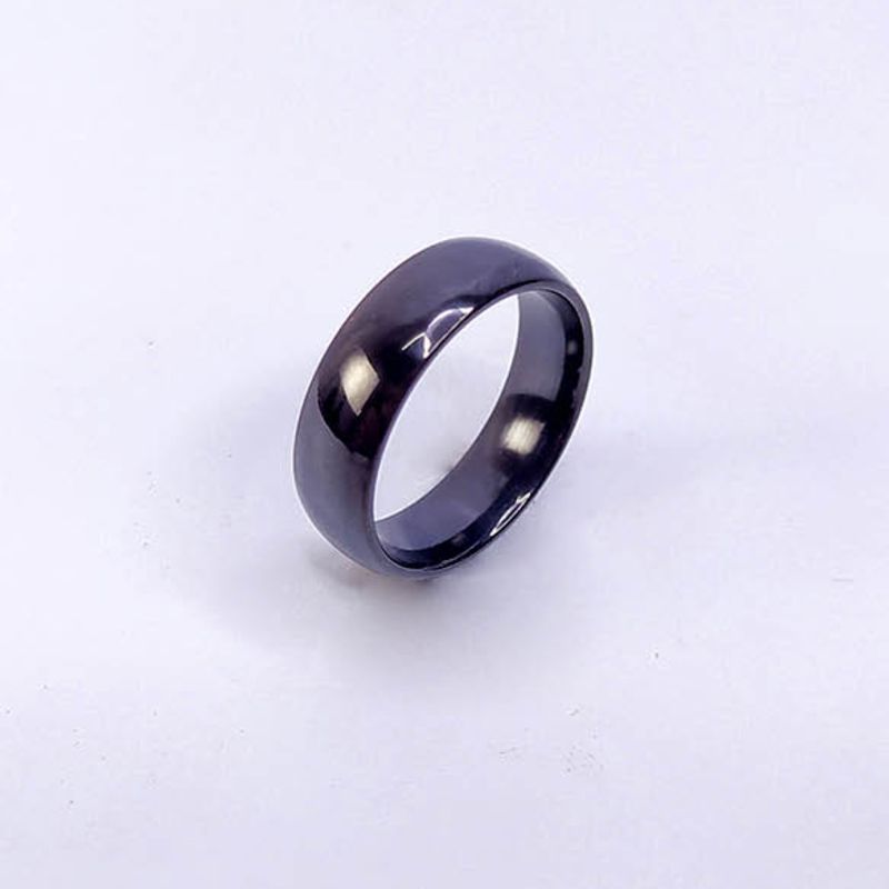 ANEL ALIANÇA AÇO INOX PRETO ANATÔMICA ABAULADA 6MM - Número 30/31