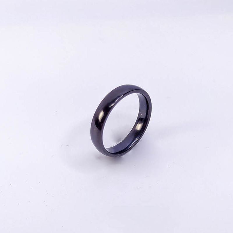 ANEL ALIANÇA AÇO INOX PRETO ANATÔMICA ABAULADA 4MM - Número 14/15
