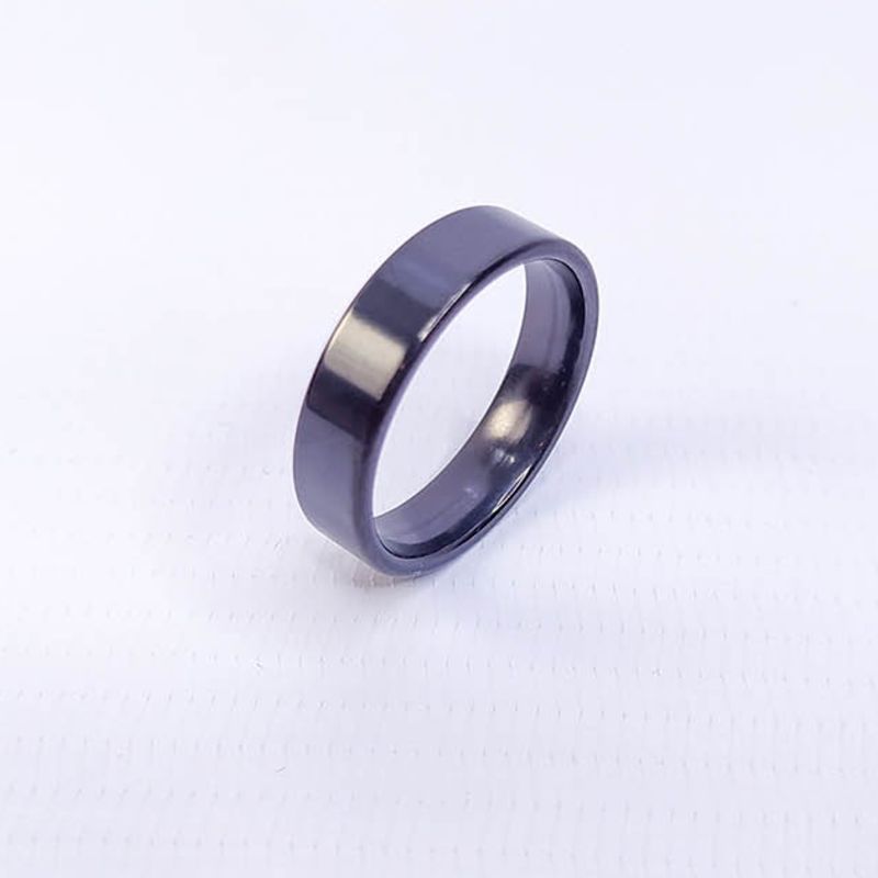 ANEL ALIANÇA AÇO INOX PRETO ANATÔMICA RETA 6MM - Número 28/29