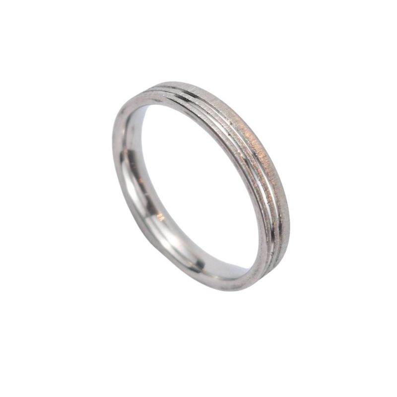 ANEL ALIANÇA AÇO INOX ANATÔMICA RETA LISA 4MM C/ 2 FIOS JATEADOS BRILHANTES - Número 28/29