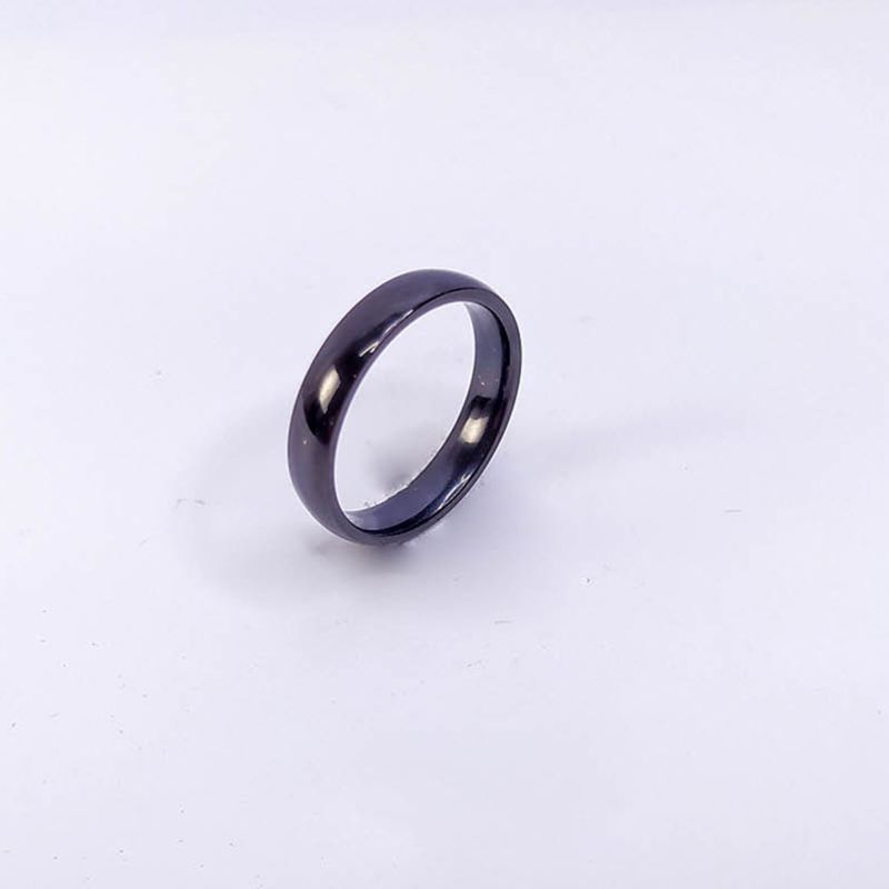 ANEL ALIANÇA AÇO INOX PRETO ANATÔMICA ABAULADA 4MM - Número 16/17