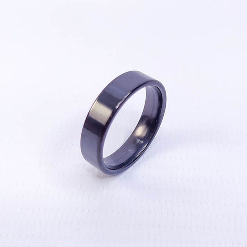 ANEL ALIANÇA AÇO INOX PRETO ANATÔMICA RETA 6MM - Número 14/15
