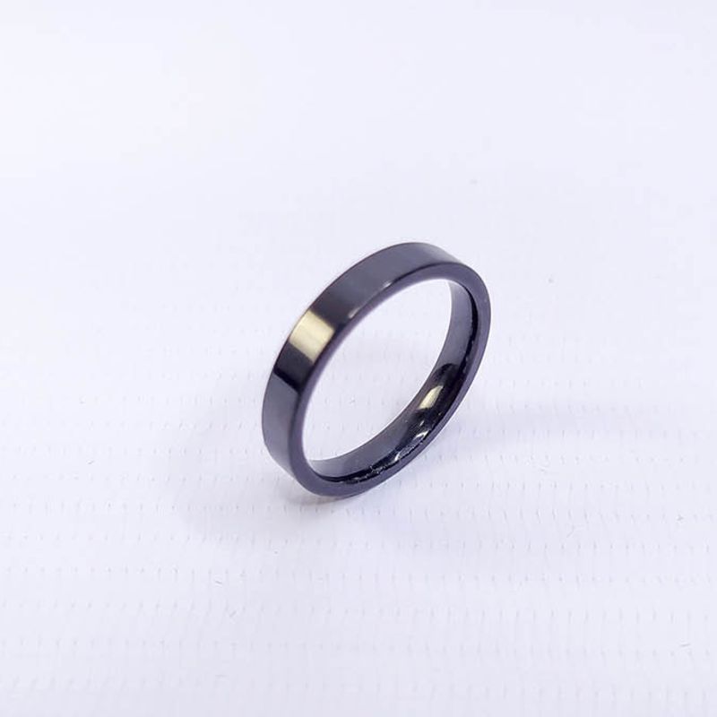 ANEL ALIANÇA AÇO INOX PRETO ANATÔMICA RETA 4MM - Número 22/23