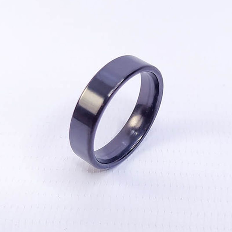 ANEL ALIANÇA AÇO INOX PRETO ANATÔMICA RETA 6MM - Número 30/31