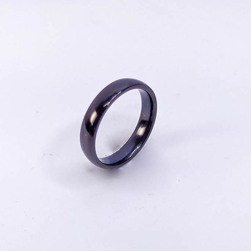 ANEL ALIANÇA AÇO INOX PRETO ANATÔMICA ABAULADA 4MM - Número 26/27