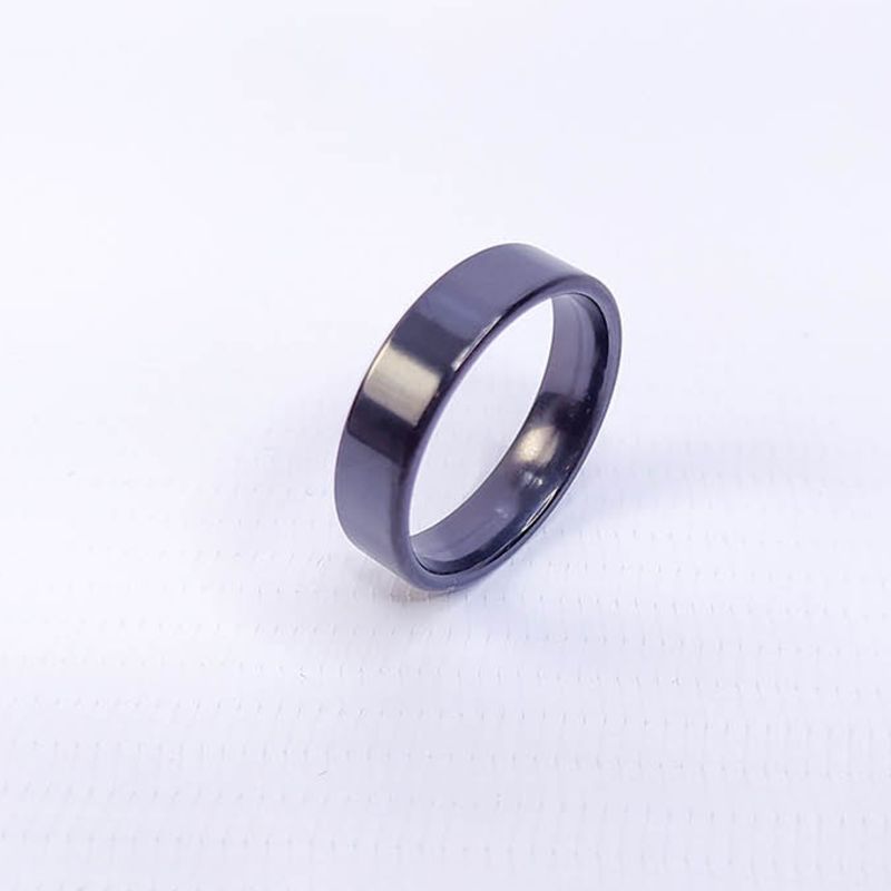 ANEL ALIANÇA AÇO INOX PRETO ANATÔMICA RETA 6MM - Número 18/19