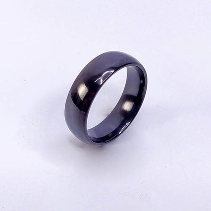 ANEL ALIANÇA AÇO INOX PRETO ANATÔMICA ABAULADA 6MM - Número 14/15