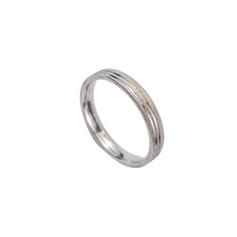 ANEL ALIANÇA AÇO INOX ANATÔMICA RETA LISA 4MM C/ 2 FIOS JATEADOS BRILHANTES - Número 22/23