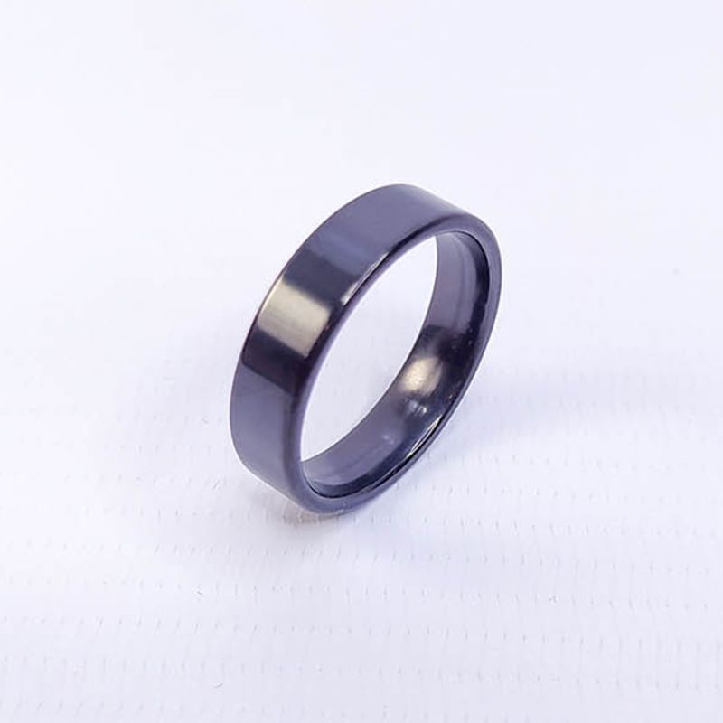 ANEL ALIANÇA AÇO INOX PRETO ANATÔMICA RETA 6MM - Número 26/27