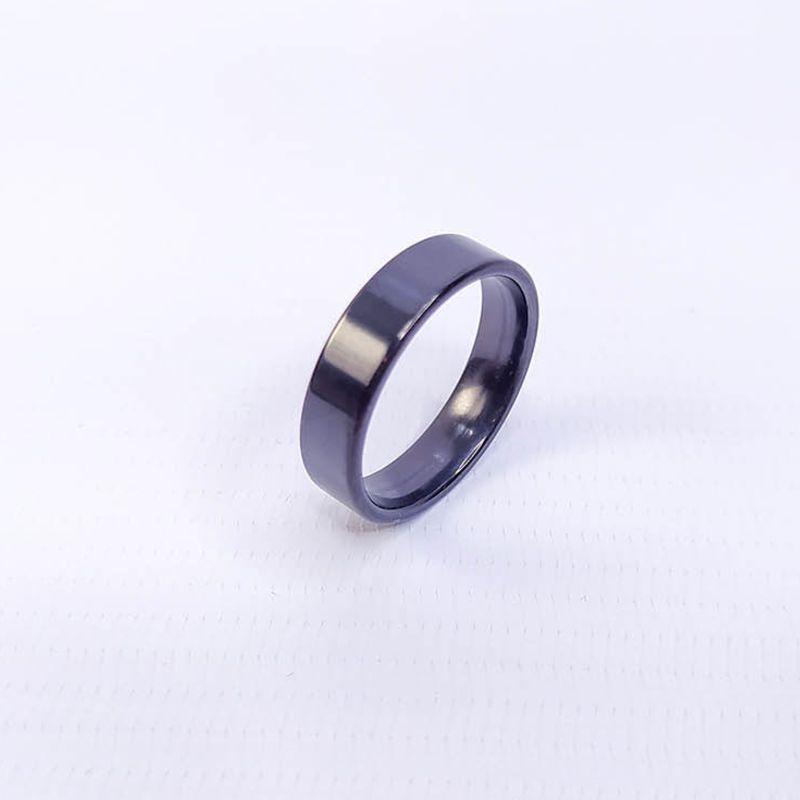 ANEL ALIANÇA AÇO INOX PRETO ANATÔMICA RETA 6MM - Número 16/17